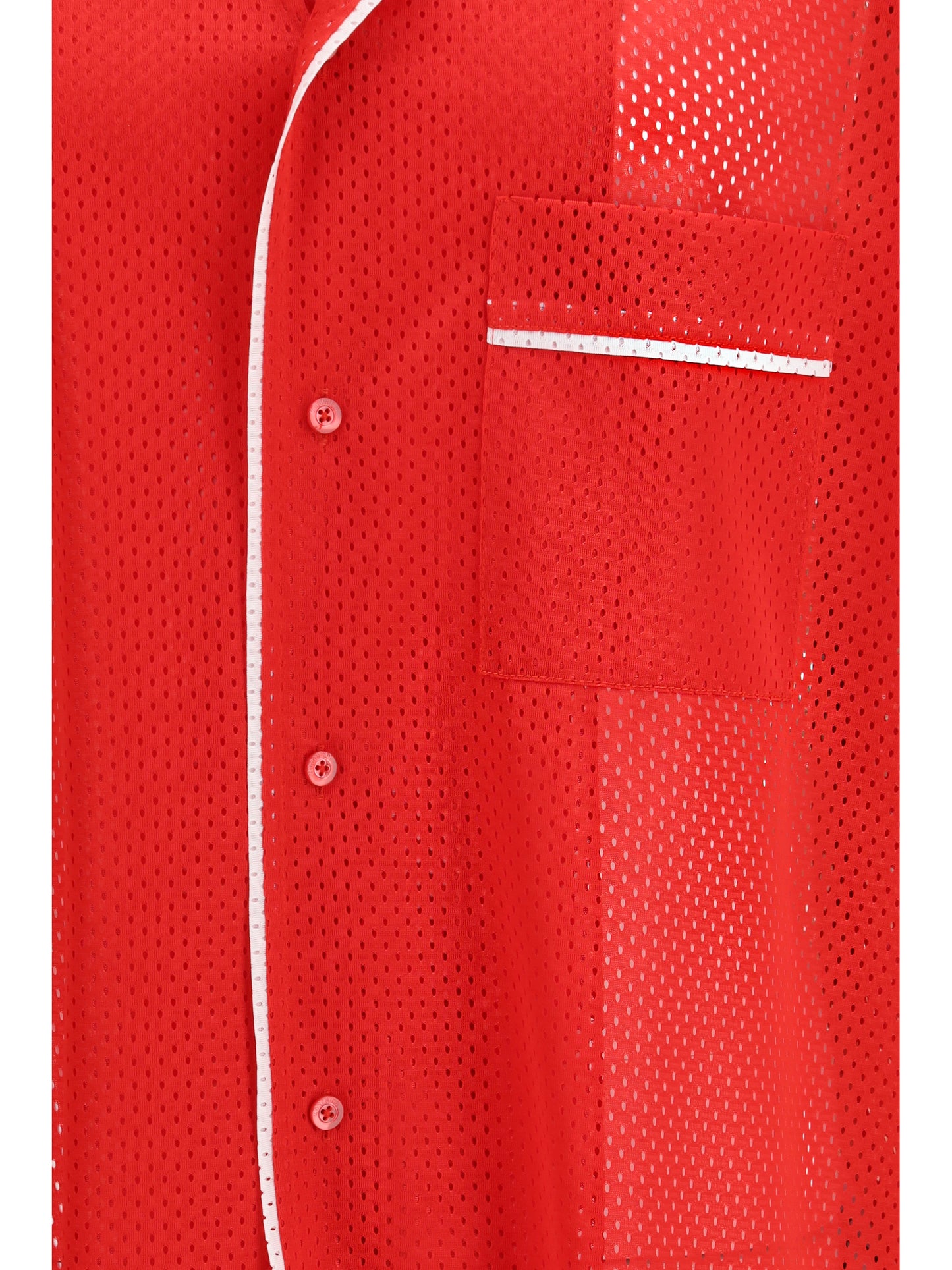 Moschino Men Technical Mesh Shirt With Reversed 22 Print MOSCHINO