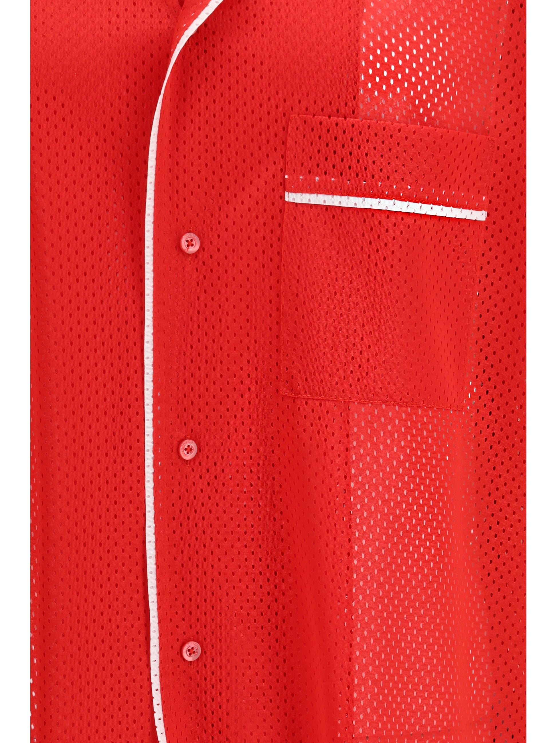 Moschino Men Technical Mesh Shirt With Reversed 22 Print MOSCHINO