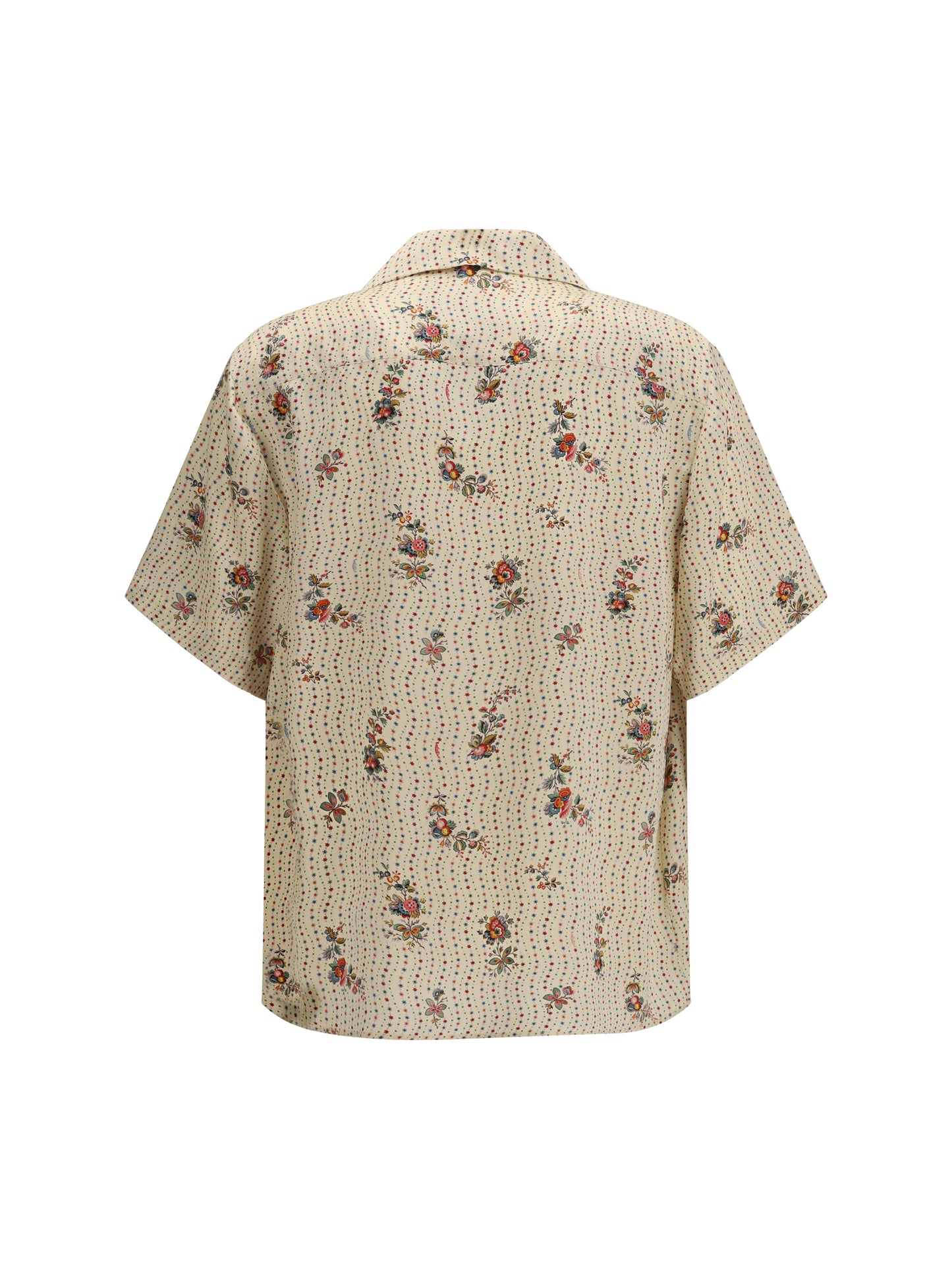 Valentino Men Papier Floral Print Silk Bowling Shirt VALENTINO