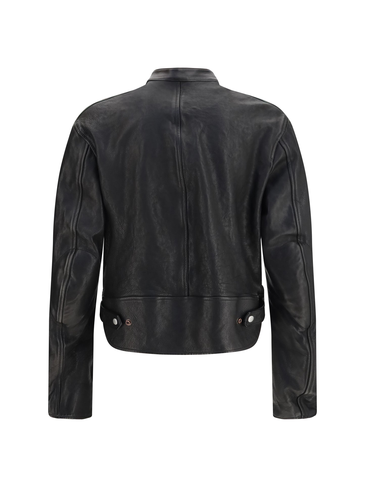 Gucci Men Buffalo Leather Bomber With Web Trim GUCCI