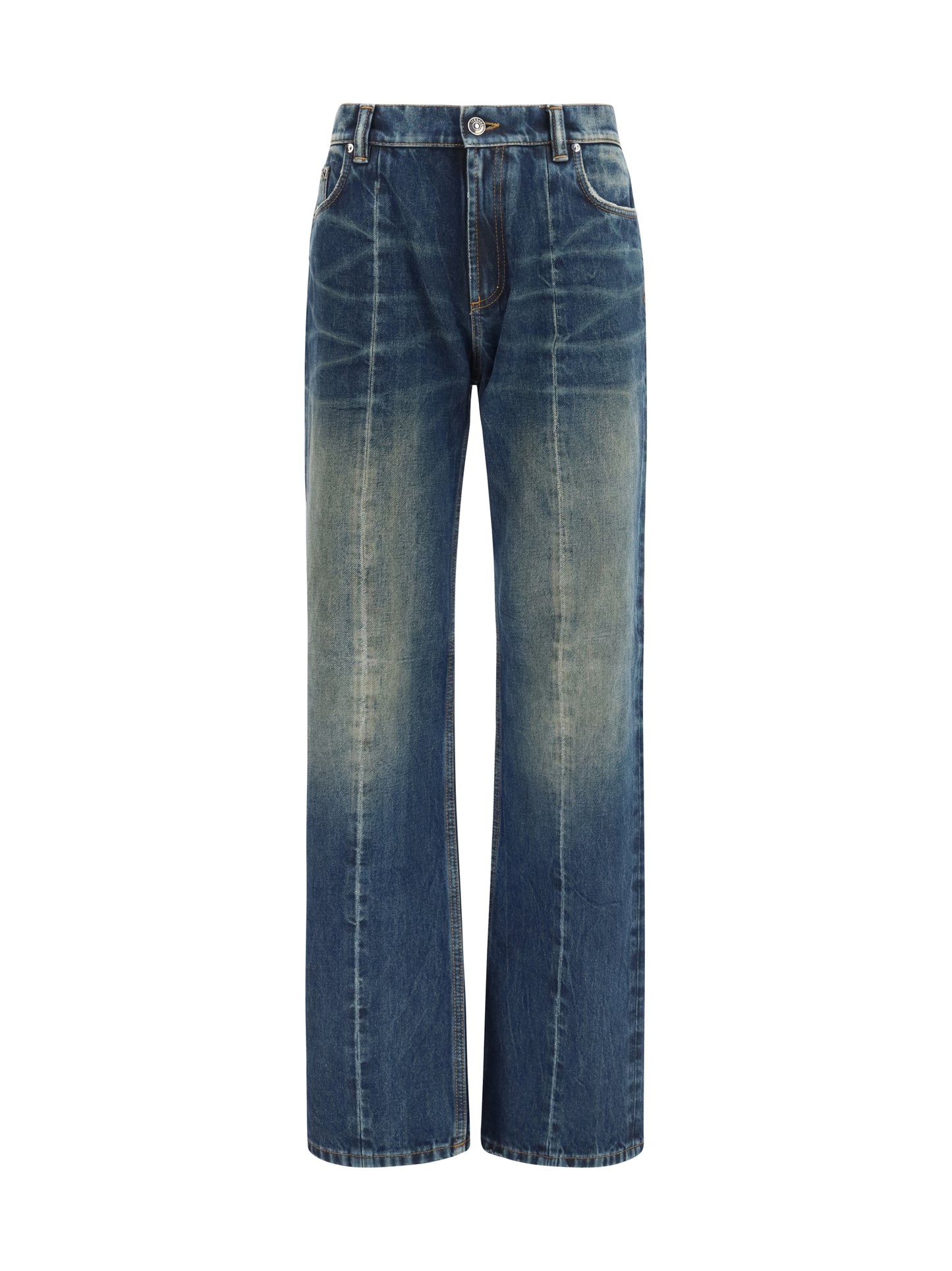 Versace Women Distressed Straight-Leg Cotton Denim Jeans VERSACE