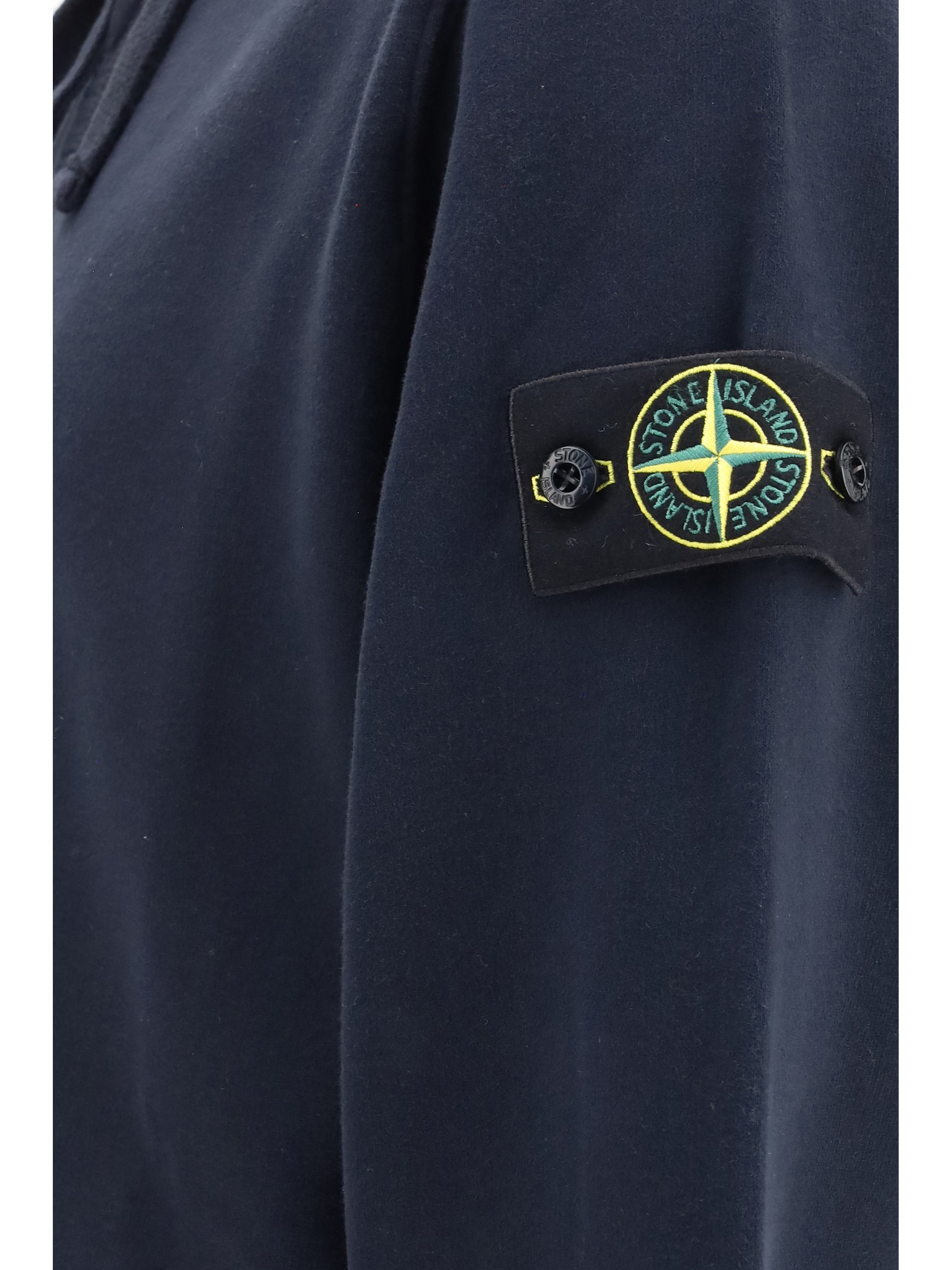 Stone Island Men Cotton Hoodie With Zip And Compass Logo STONE ISLAND