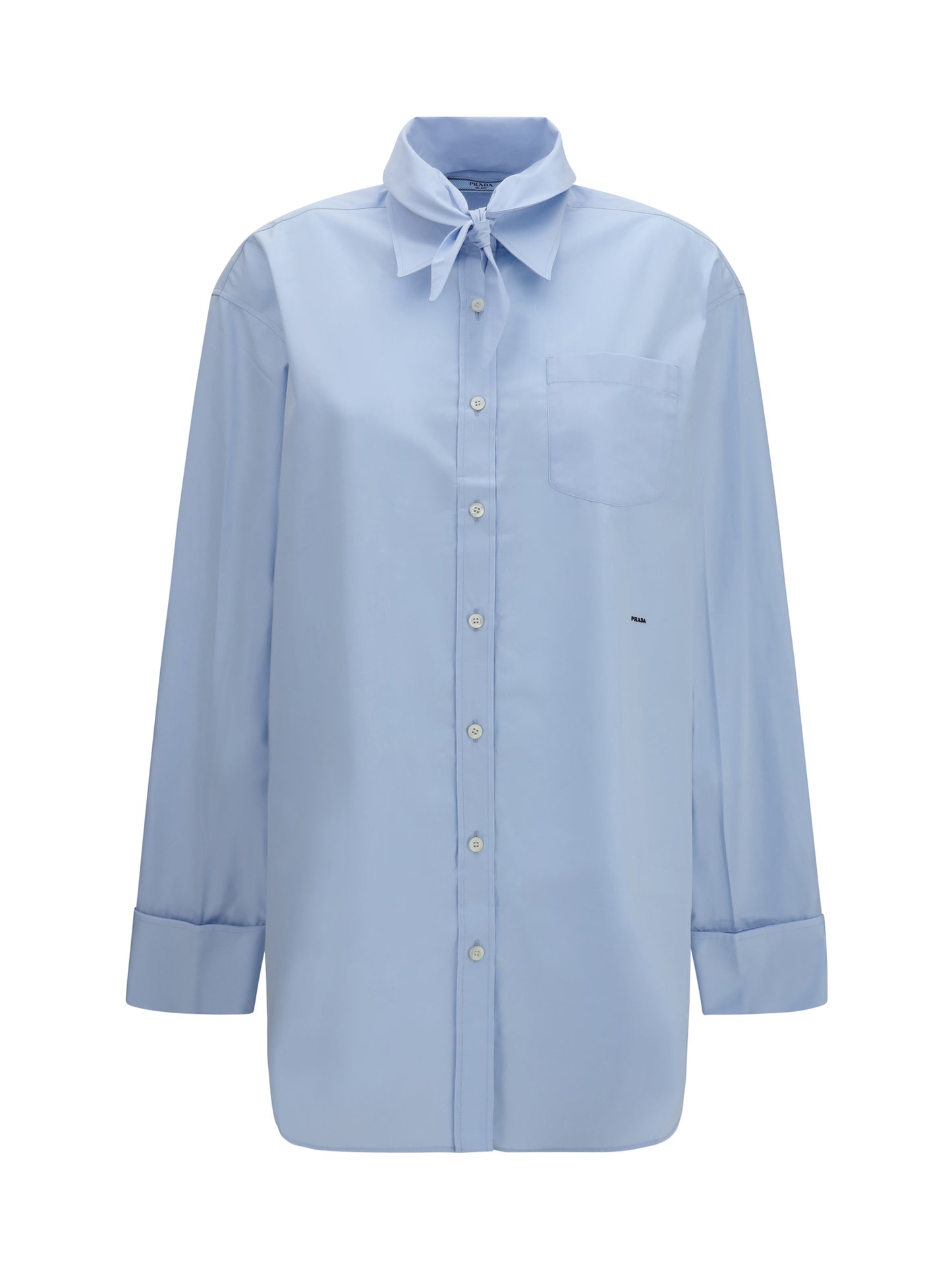 Prada Women Oversized Shirt With Pocket And Embroidered Logo PRADA