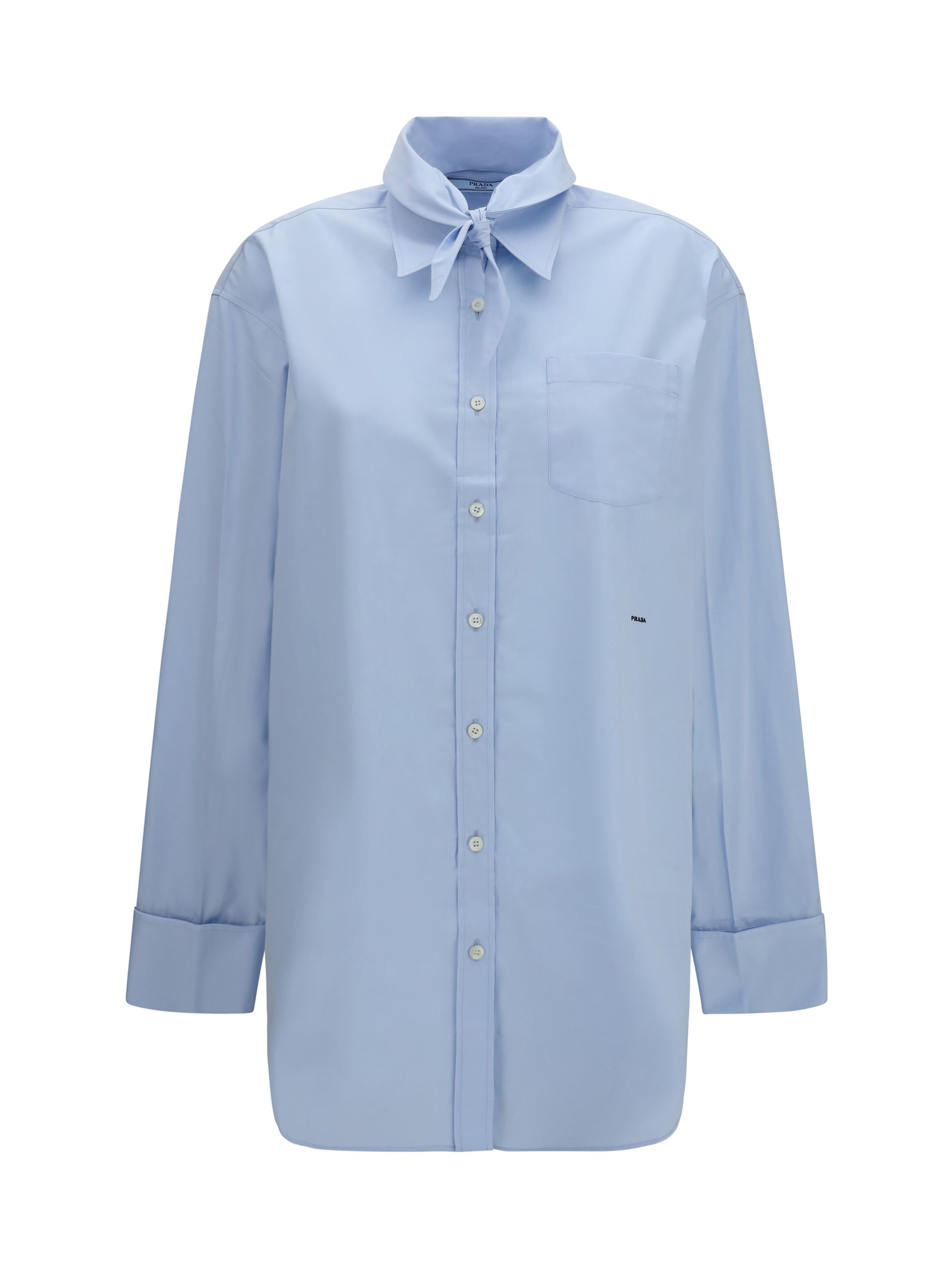 Prada Women Oversized Shirt With Pocket And Embroidered Logo PRADA