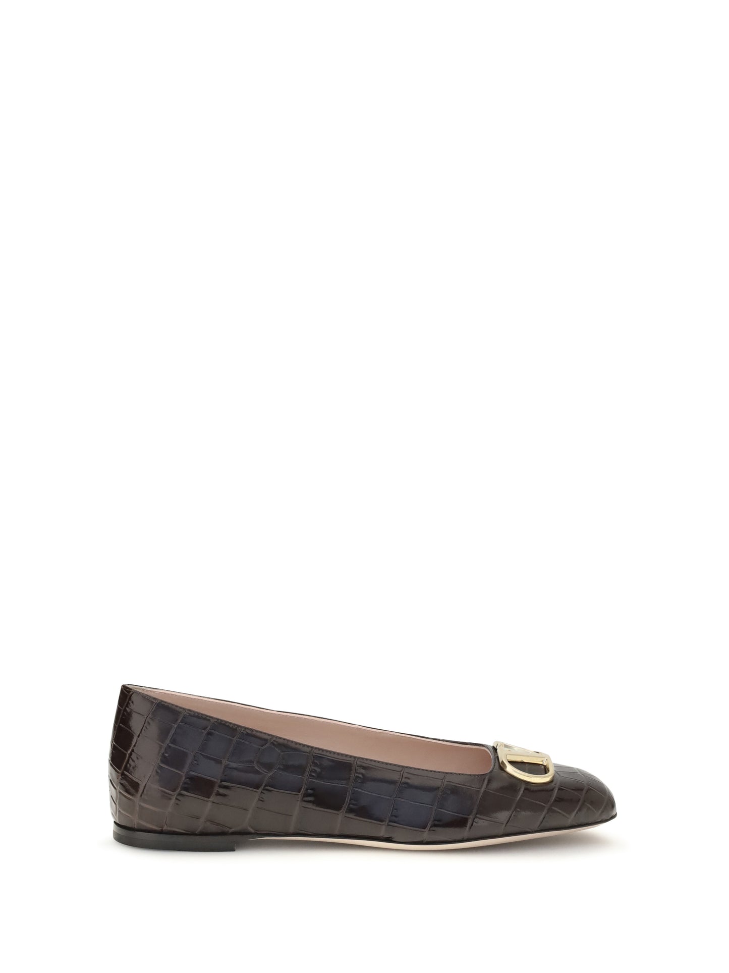 Valentino Garavani Women Vlogo Signature Croc-Effect Ballerinas VALENTINO GARAVANI