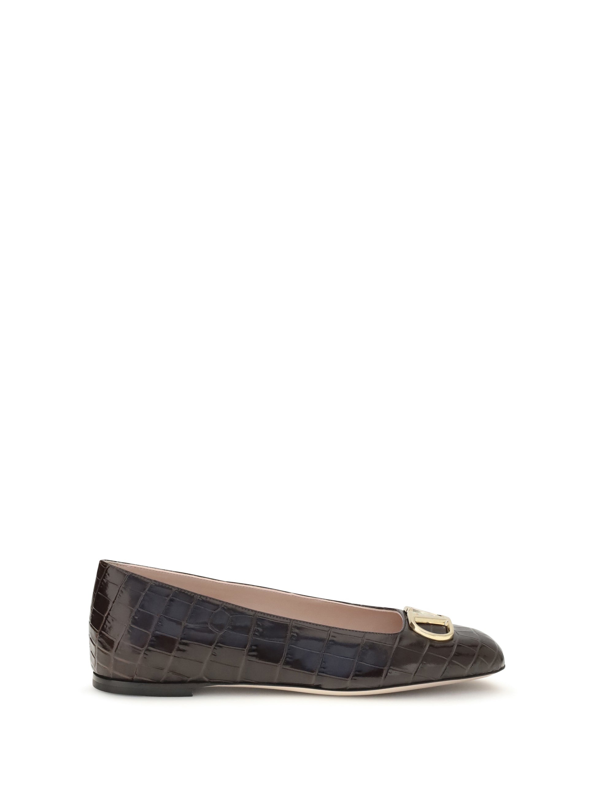 Valentino Garavani Women Vlogo Signature Croc-Effect Ballerinas VALENTINO GARAVANI