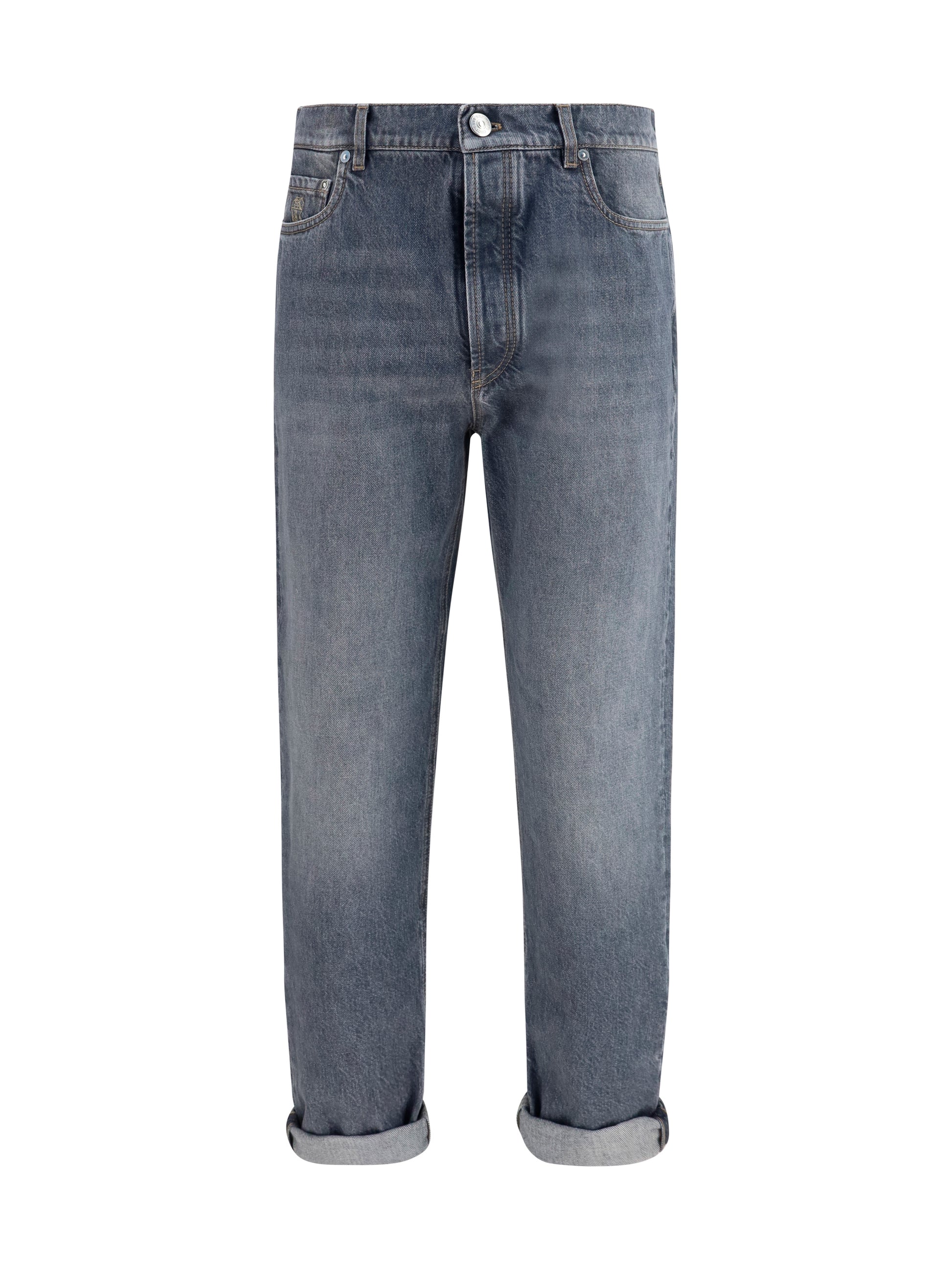 Brunello Cucinelli Men Straight-Leg Turn-Up Jeans BRUNELLO CUCINELLI