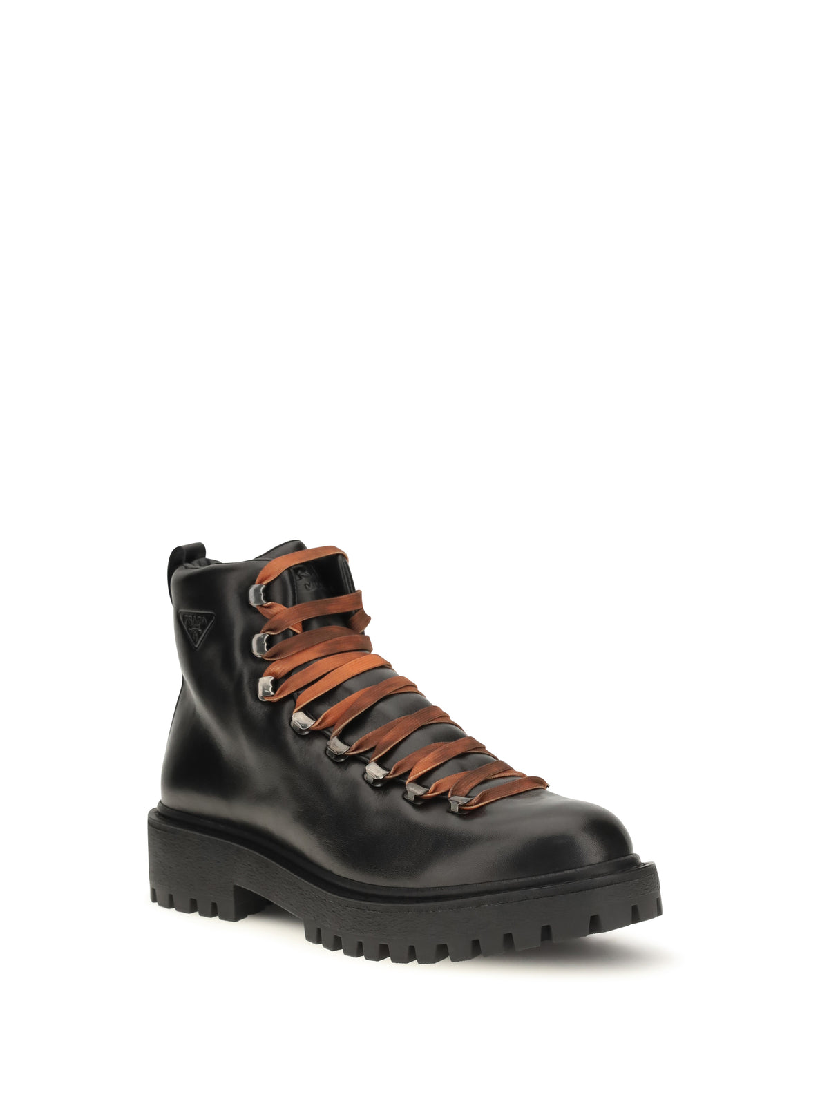Prada Men Leather Lace-Up Ankle Boots PRADA