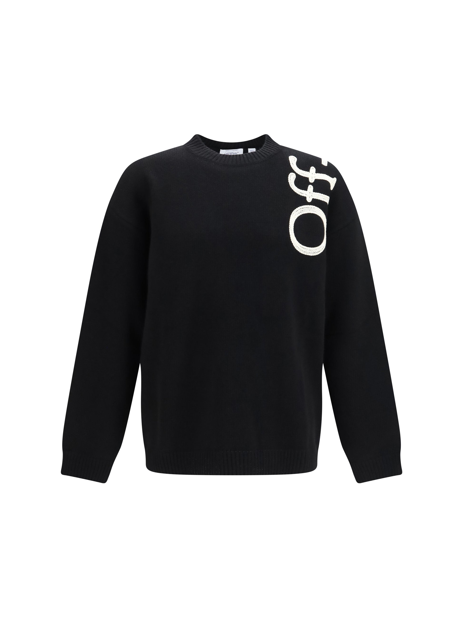 Off-White Men Vertical Bookish Logo Knit Crewneck OFF-WHITE