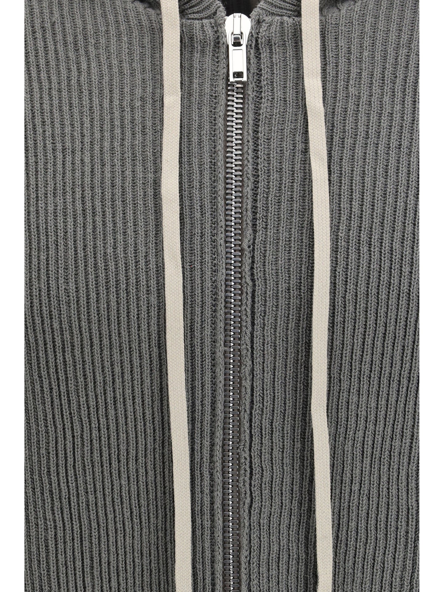 Rick Owens Men Ribbed Virgin Wool Knit Hoodie RICK OWENS