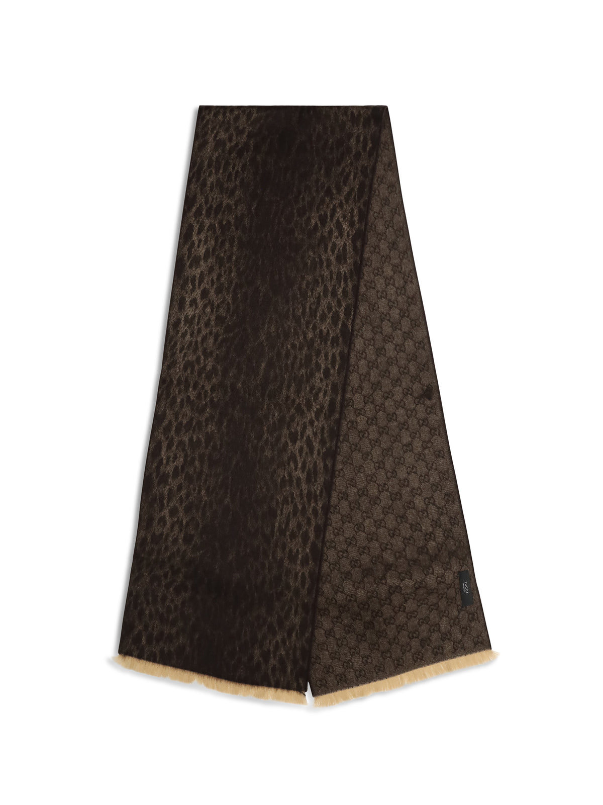 Gucci Women Leopard-Print Wool Scarf With Monogram GUCCI