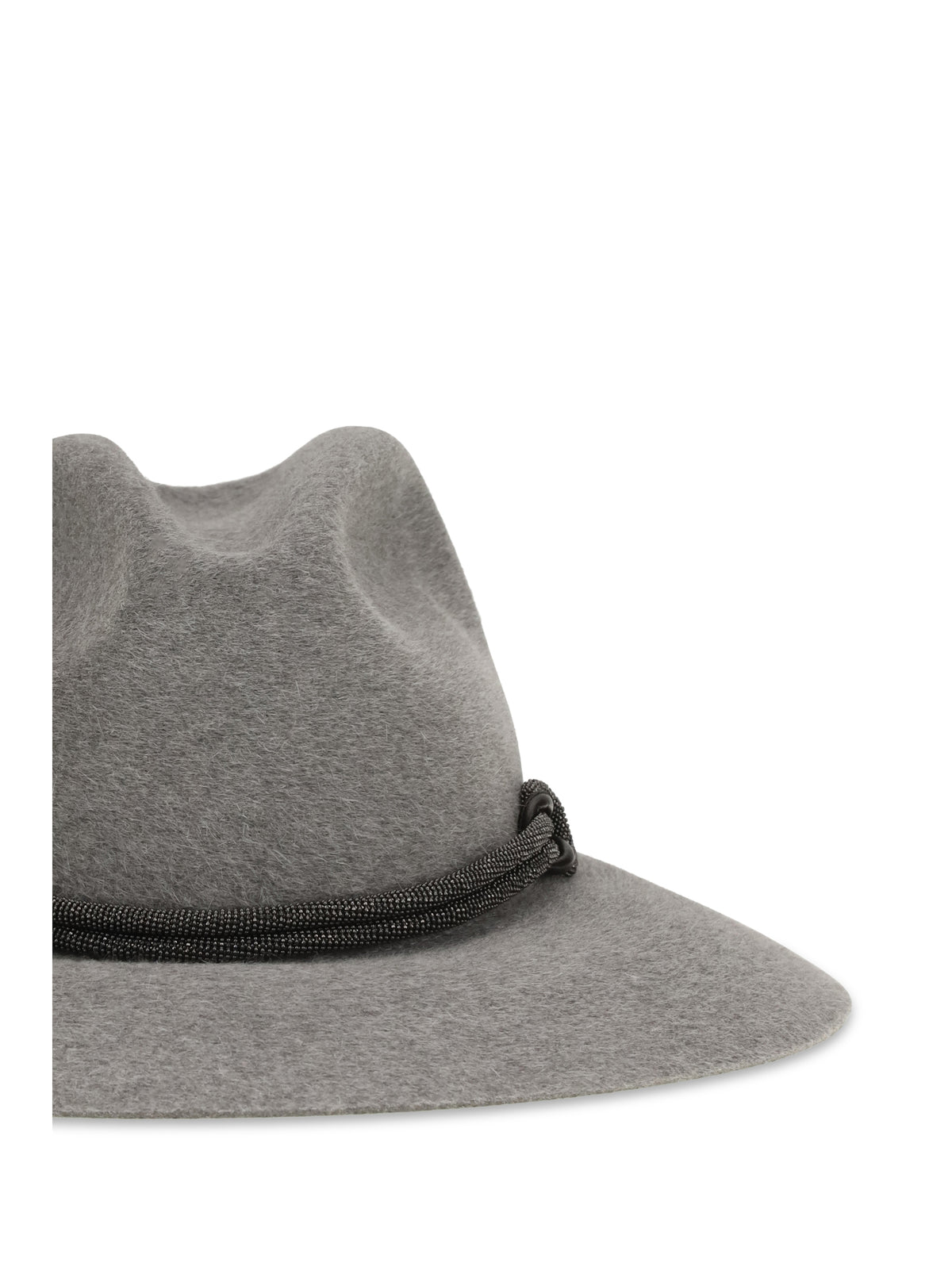 Brunello Cucinelli Women Felt Fedora Hat With Leather Band BRUNELLO CUCINELLI