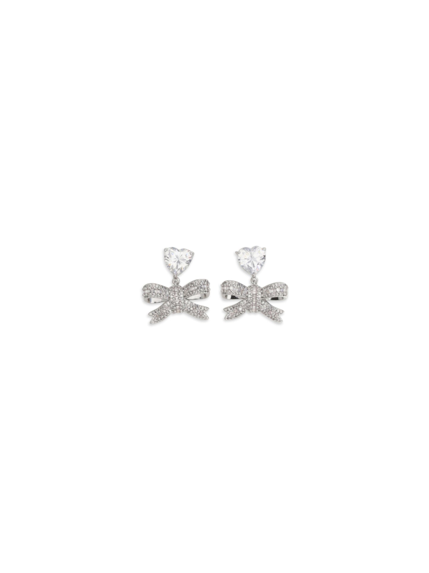 Self-Portrait Women Heart-Shaped Crystal Bow Drop Earrings SELF-PORTRAIT