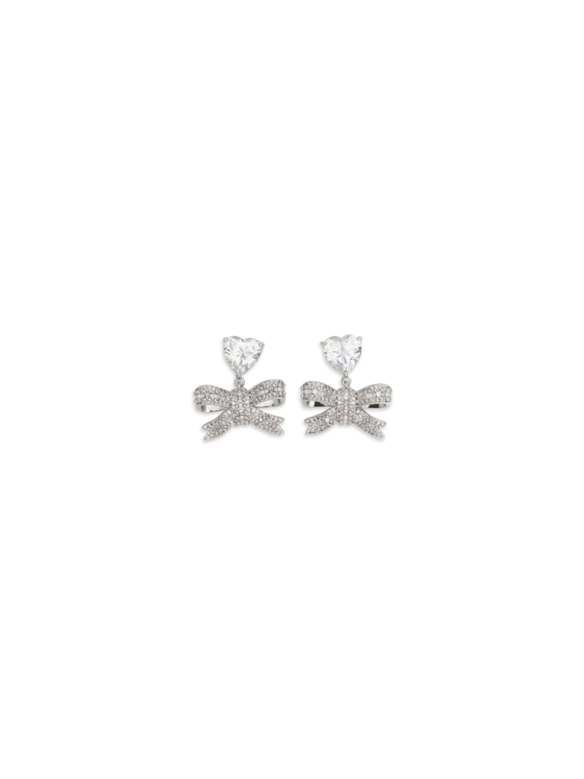Self-Portrait Women Heart-Shaped Crystal Bow Drop Earrings SELF-PORTRAIT