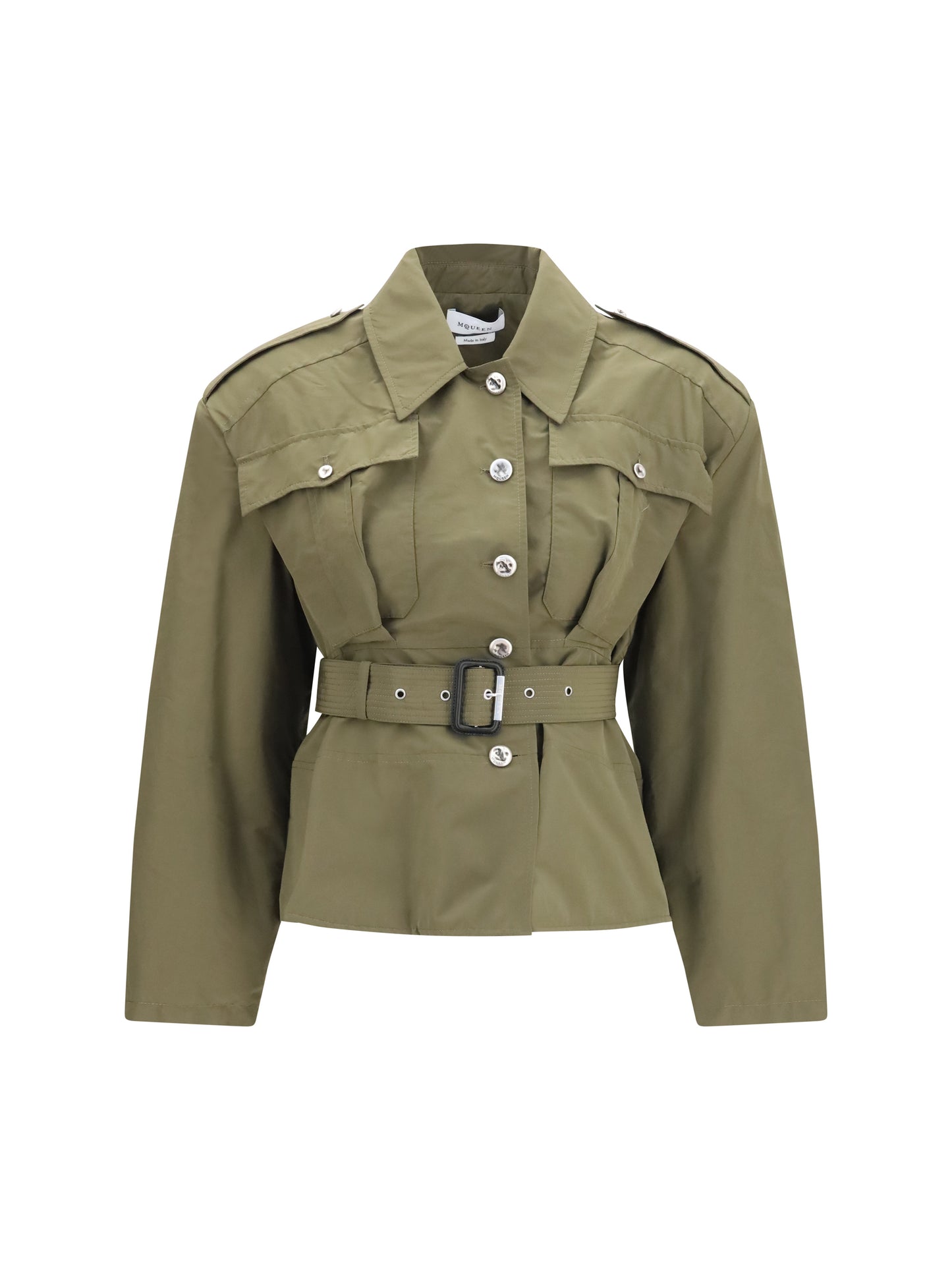Alexander Mcqueen Women Cropped Belted High-Neck Jacket ALEXANDER MCQUEEN
