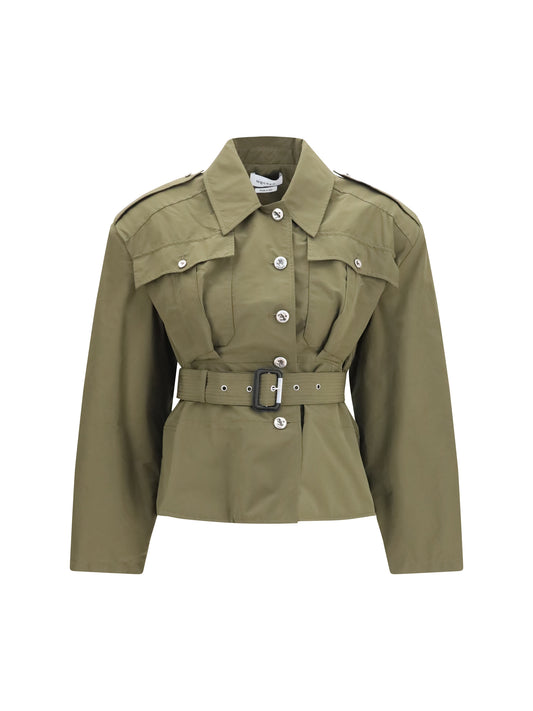 Alexander Mcqueen Women Cropped Belted High-Neck Jacket ALEXANDER MCQUEEN