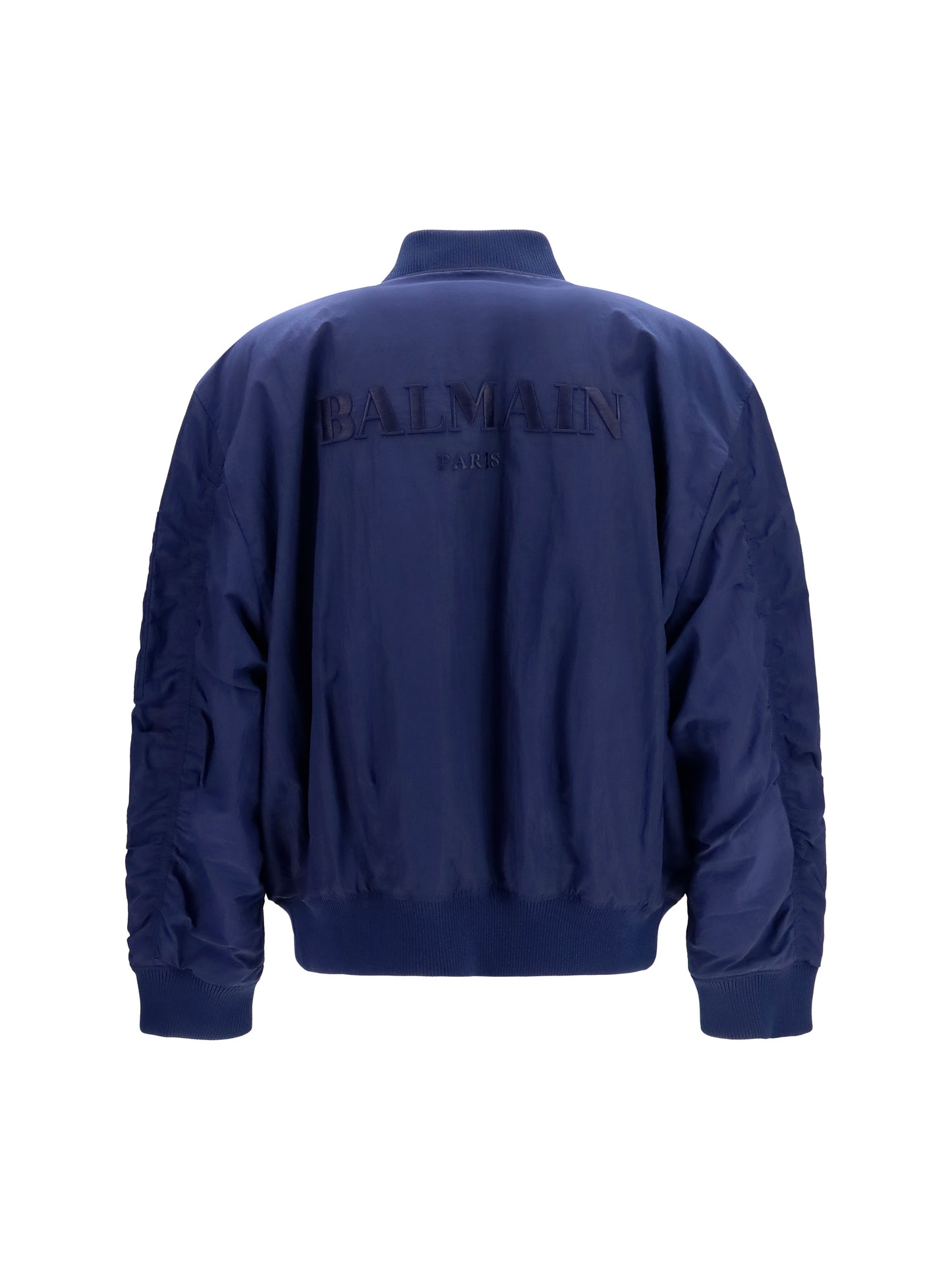 Balmain Men Nylon Bomber Jacket With Embroidered Back Logo BALMAIN