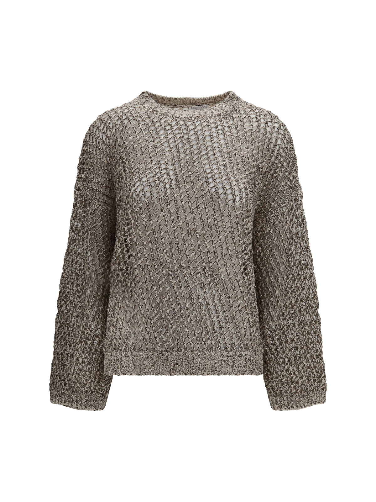 Brunello Cucinelli Women Dazzling Chiné Silk And Linen Open-Knit Sweater BRUNELLO CUCINELLI