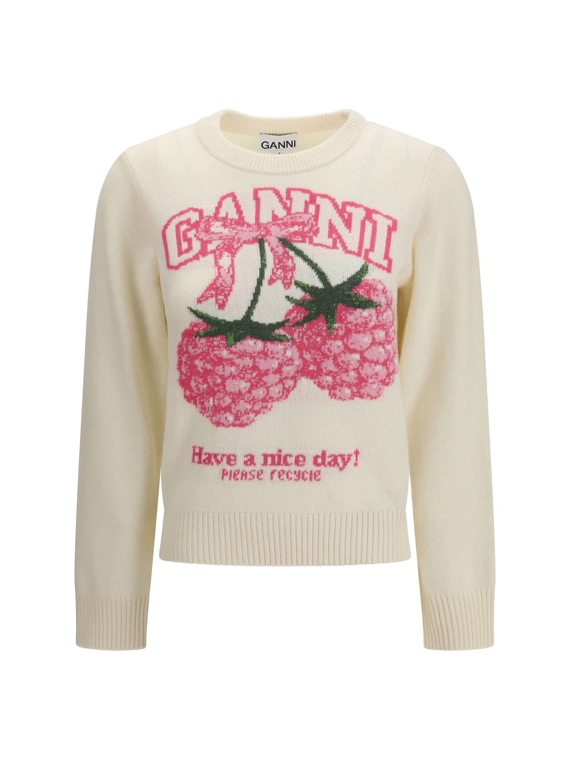 Ganni Women Crewneck Sweatshirt With Raspberries Print GANNI