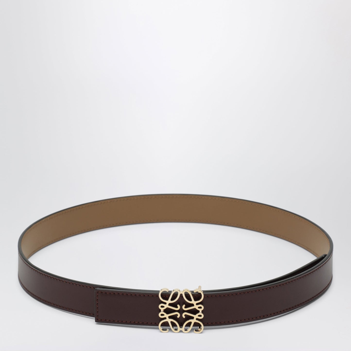 Loewe Burgundy/Beige Reversible Anagram Belt In Leather Women LOEWE
