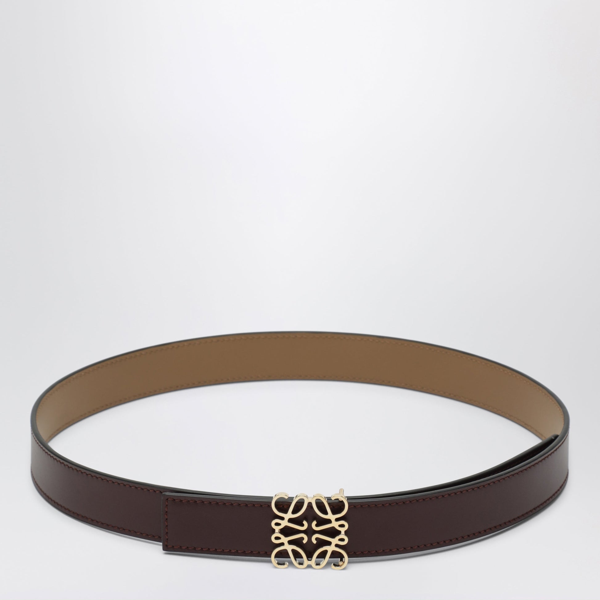 Loewe Burgundy/Beige Reversible Anagram Belt In Leather Women LOEWE
