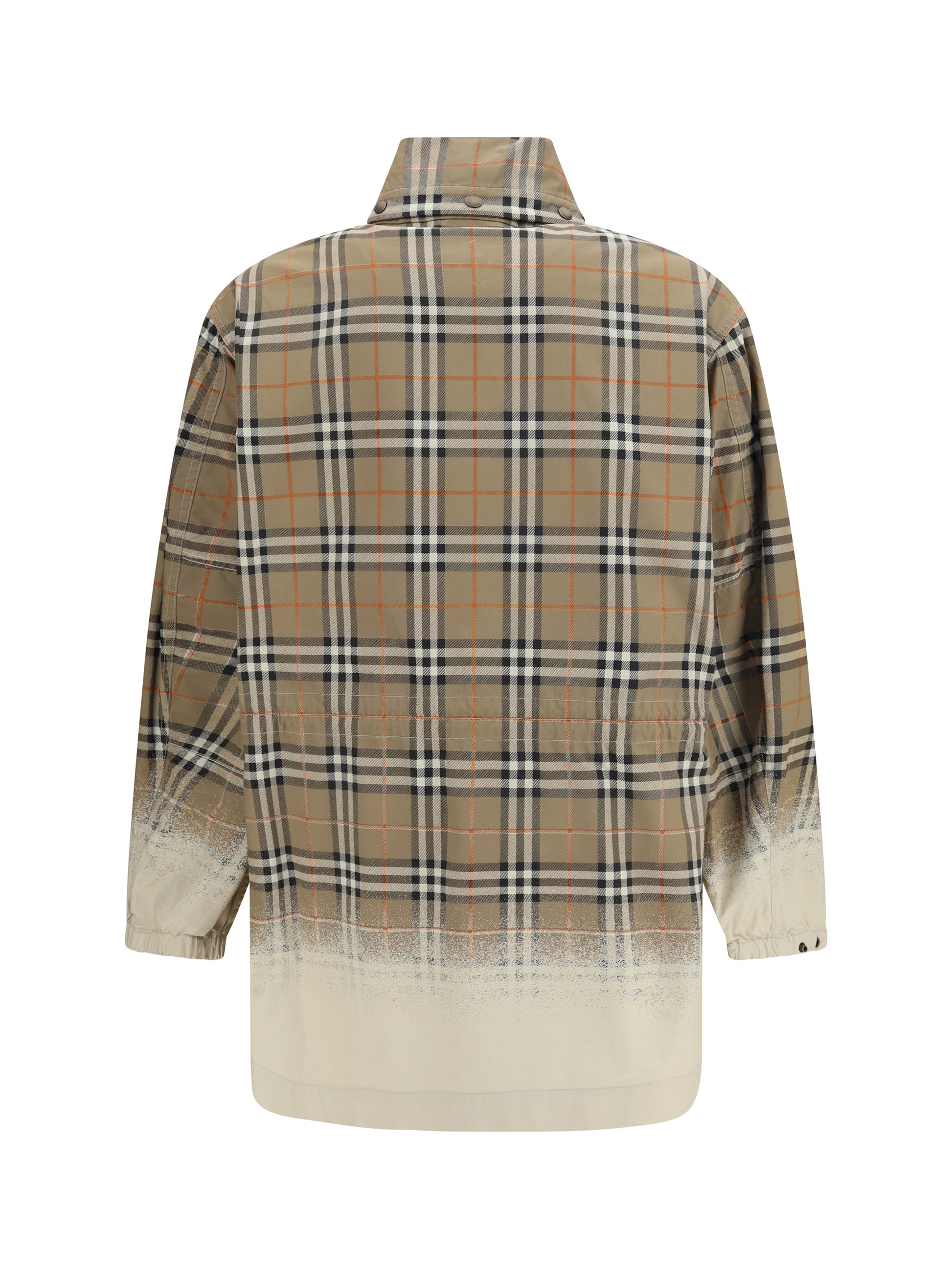 Burberry Men Gabardine Parka With Faded Check Print BURBERRY