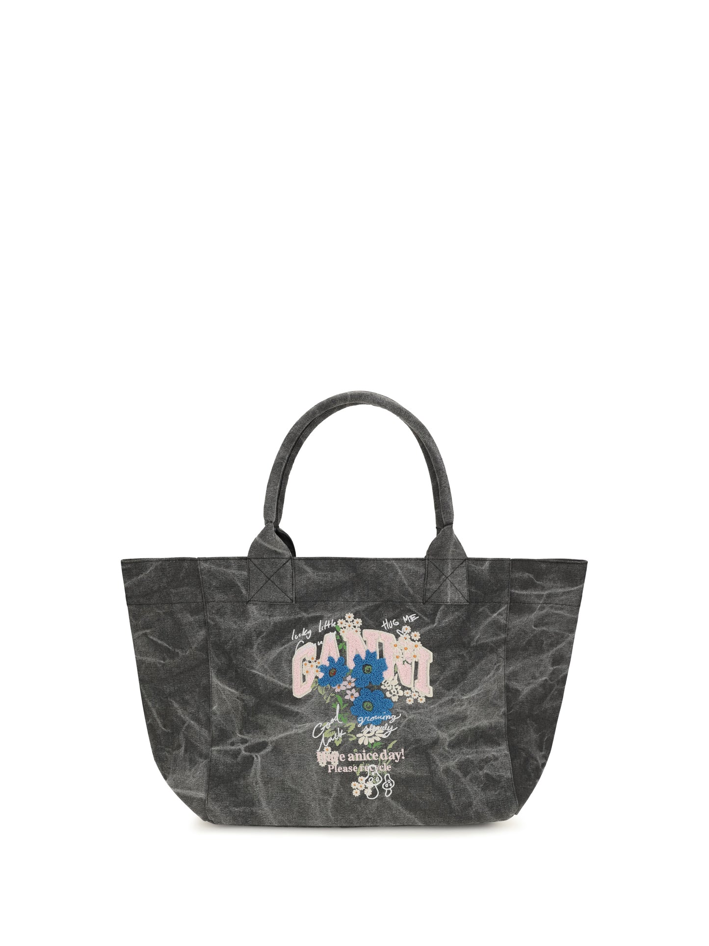 Ganni Women Medium Trapeze Flower-Print Shopping Bag GANNI
