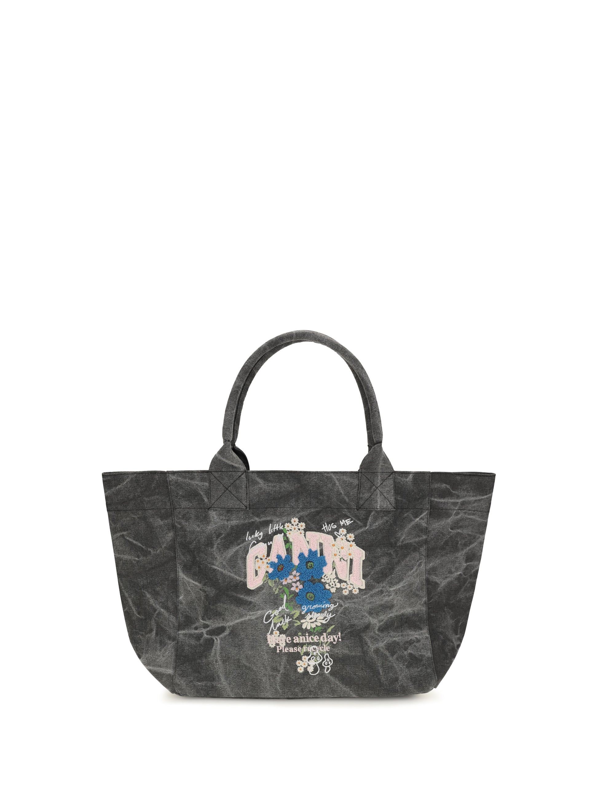 Ganni Women Medium Trapeze Flower-Print Shopping Bag GANNI