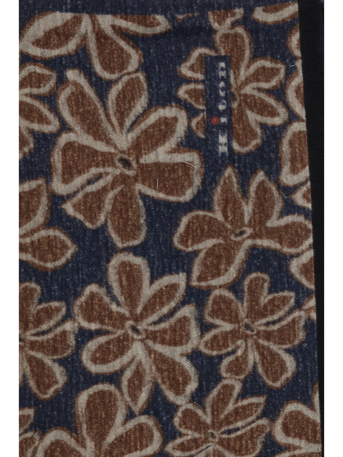 Kiton Men Floral Print Scarf With Fringes KITON