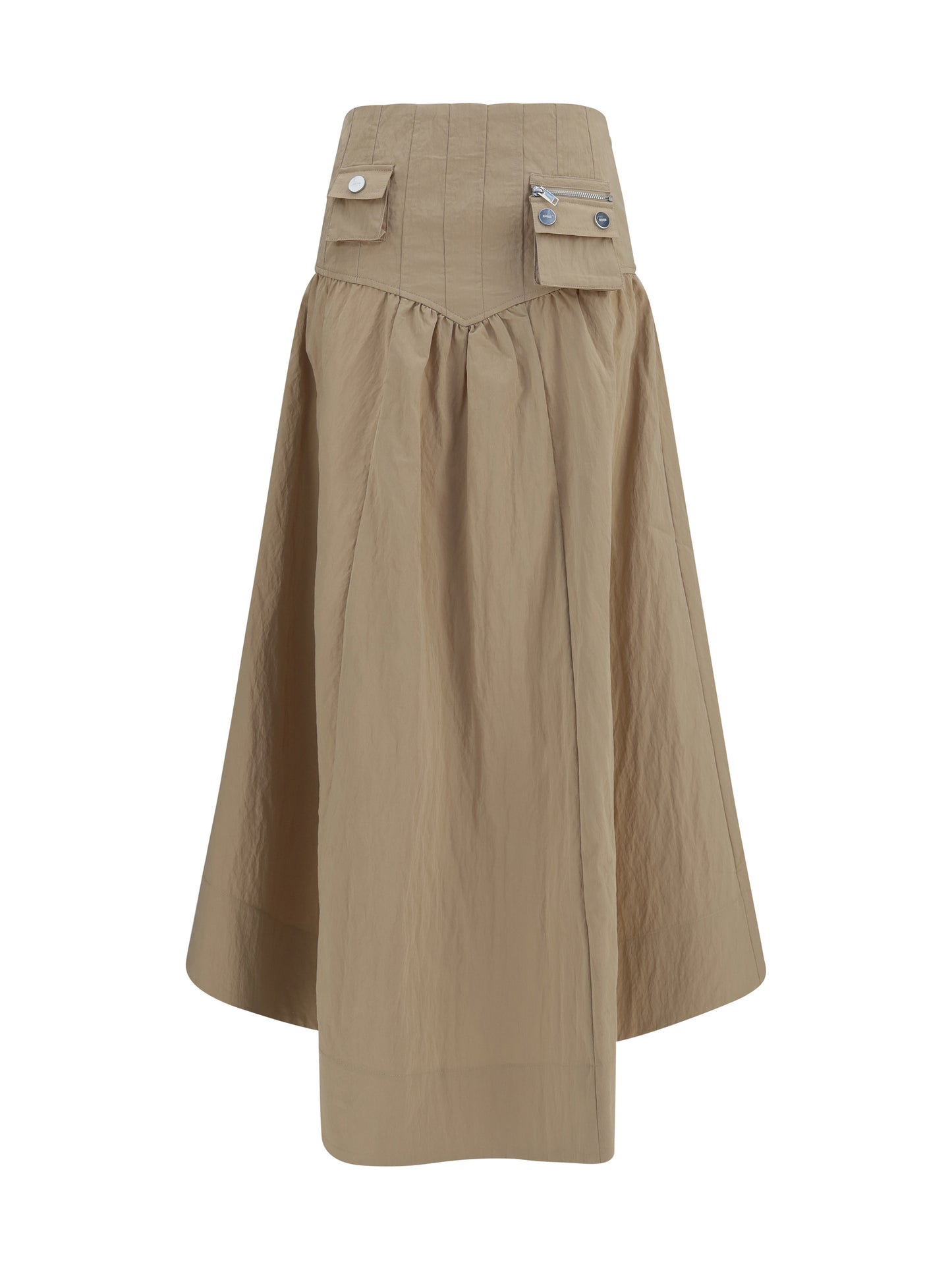 Ganni Women Corset-Detail And Ruched Midi Skirt GANNI