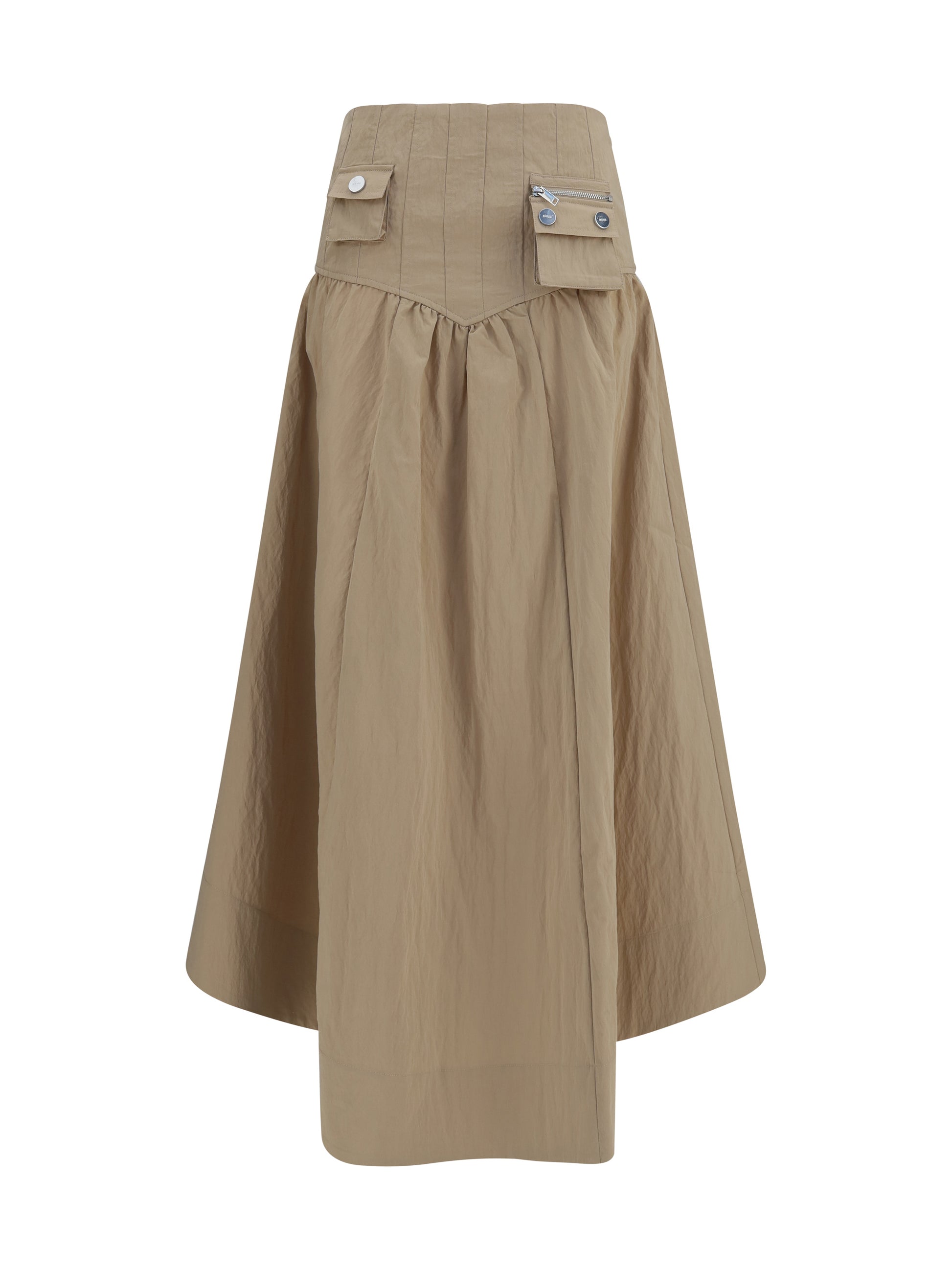 Ganni Women Corset-Detail And Ruched Midi Skirt GANNI