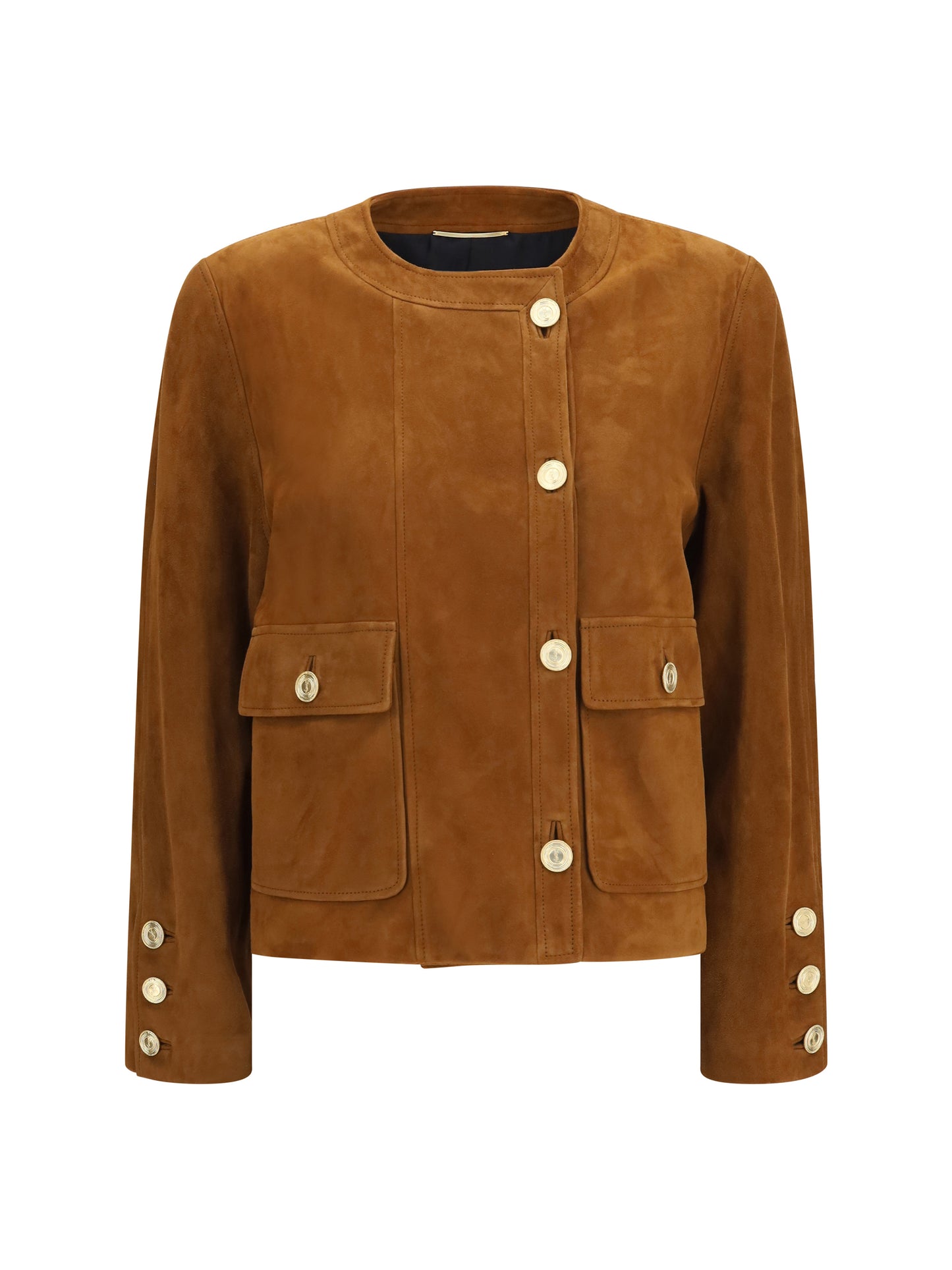 Saint Laurent Women Short Suede Jacket With Buttons SAINT LAURENT