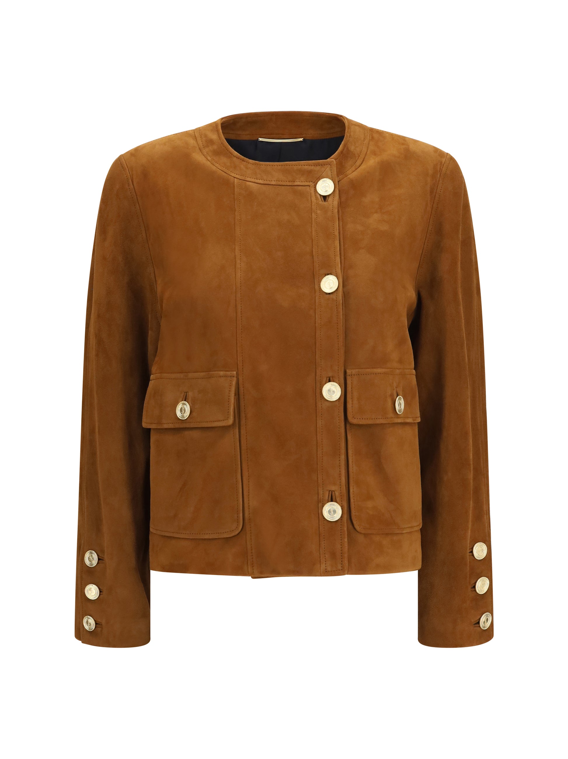 Saint Laurent Women Short Suede Jacket With Buttons SAINT LAURENT