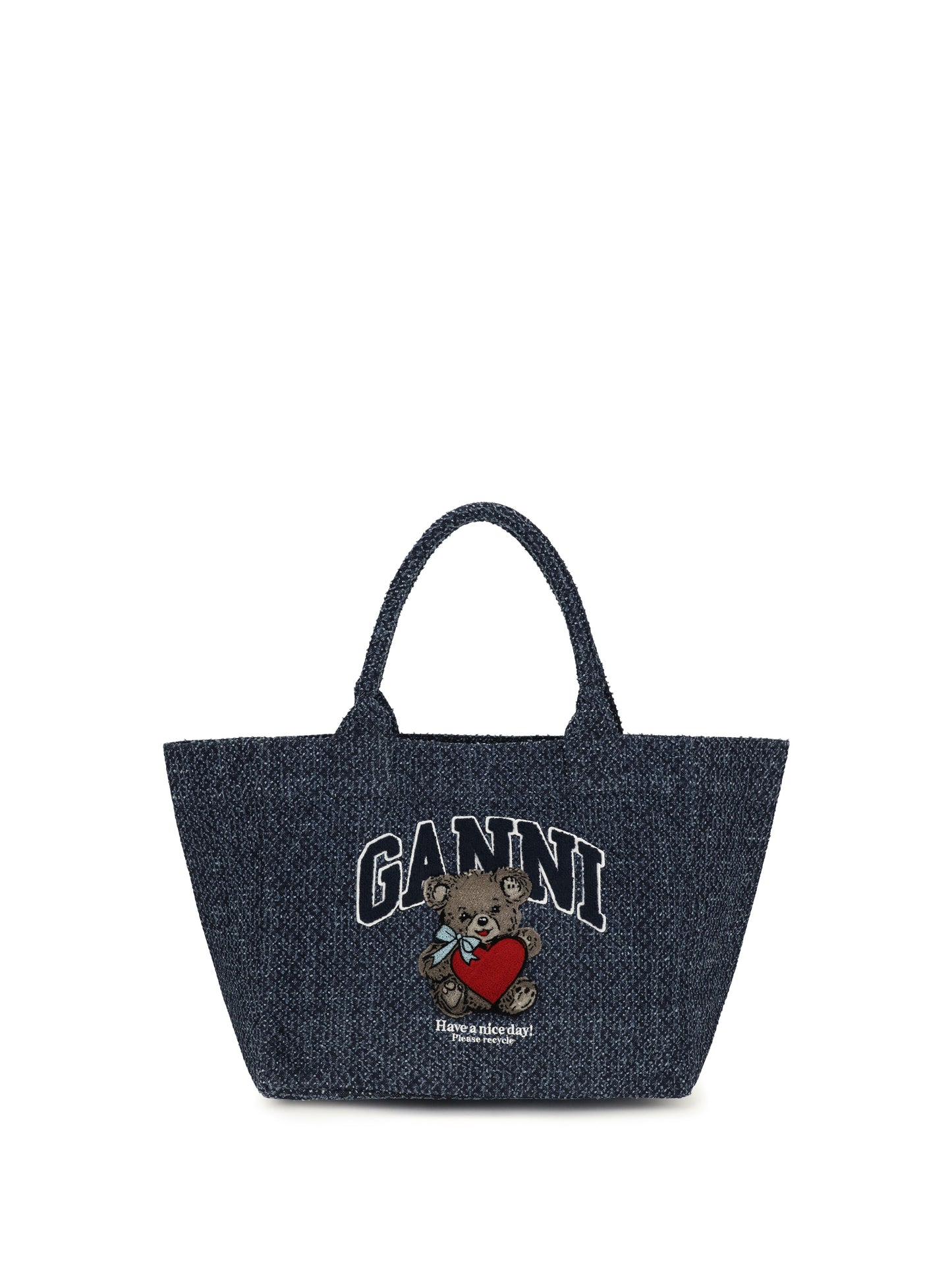Ganni Women Medium Denim Tote Bag With Bear GANNI