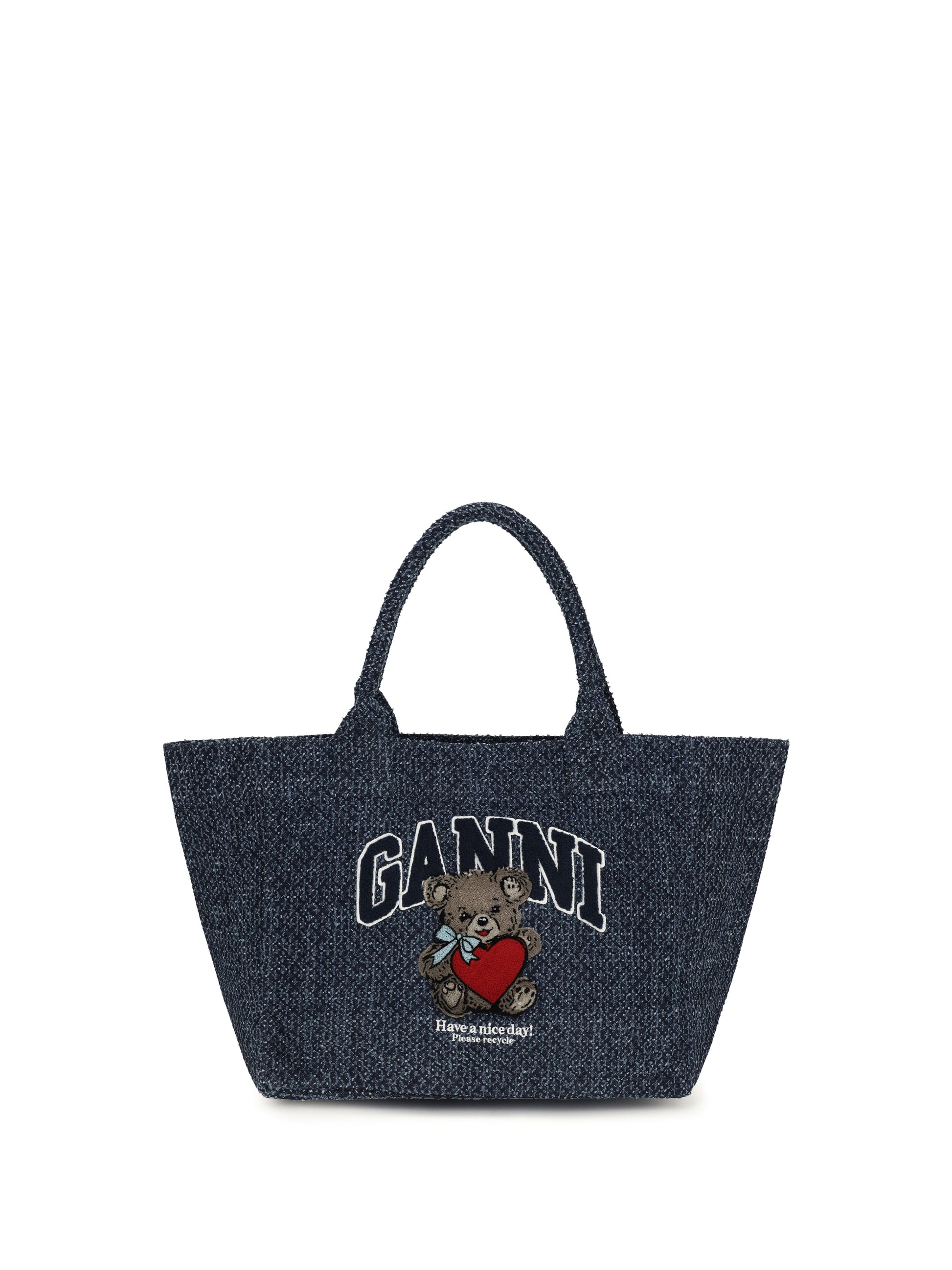Ganni Women Medium Denim Tote Bag With Bear GANNI