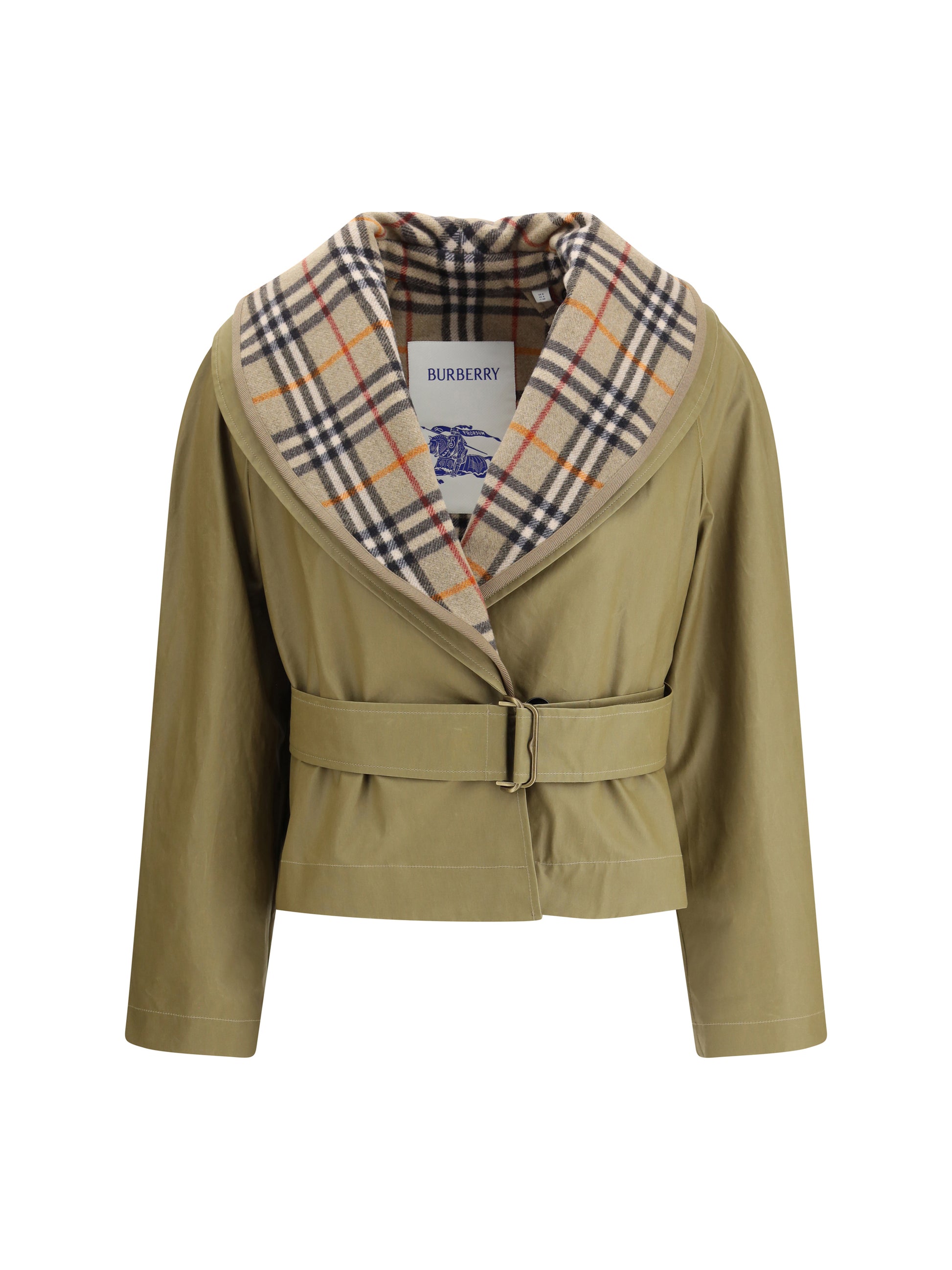 Burberry Women Cropped Cotton Jacket With Check Quilting BURBERRY