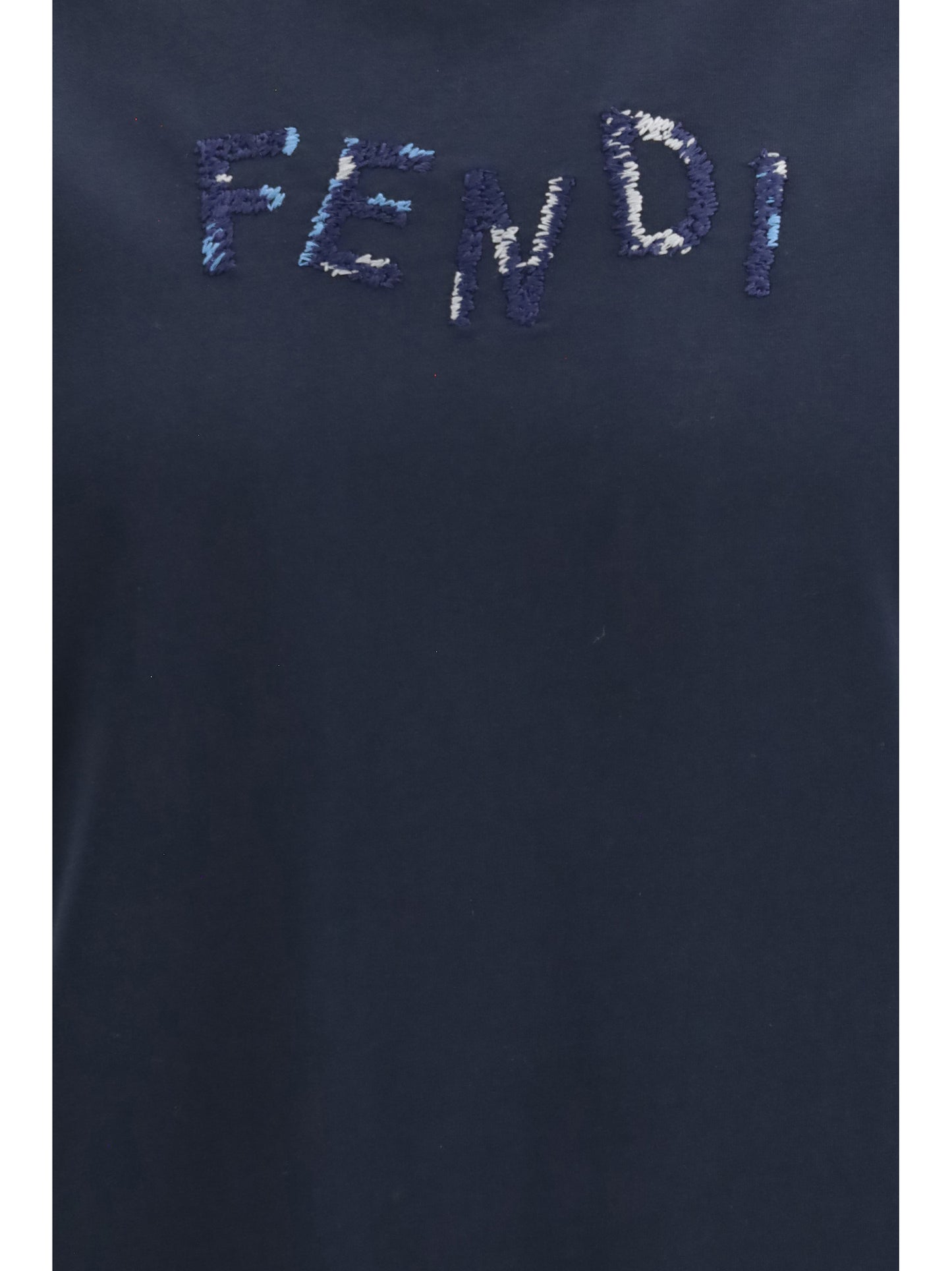 Fendi Men Cotton T-Shirt With Asymmetric Logo FENDI