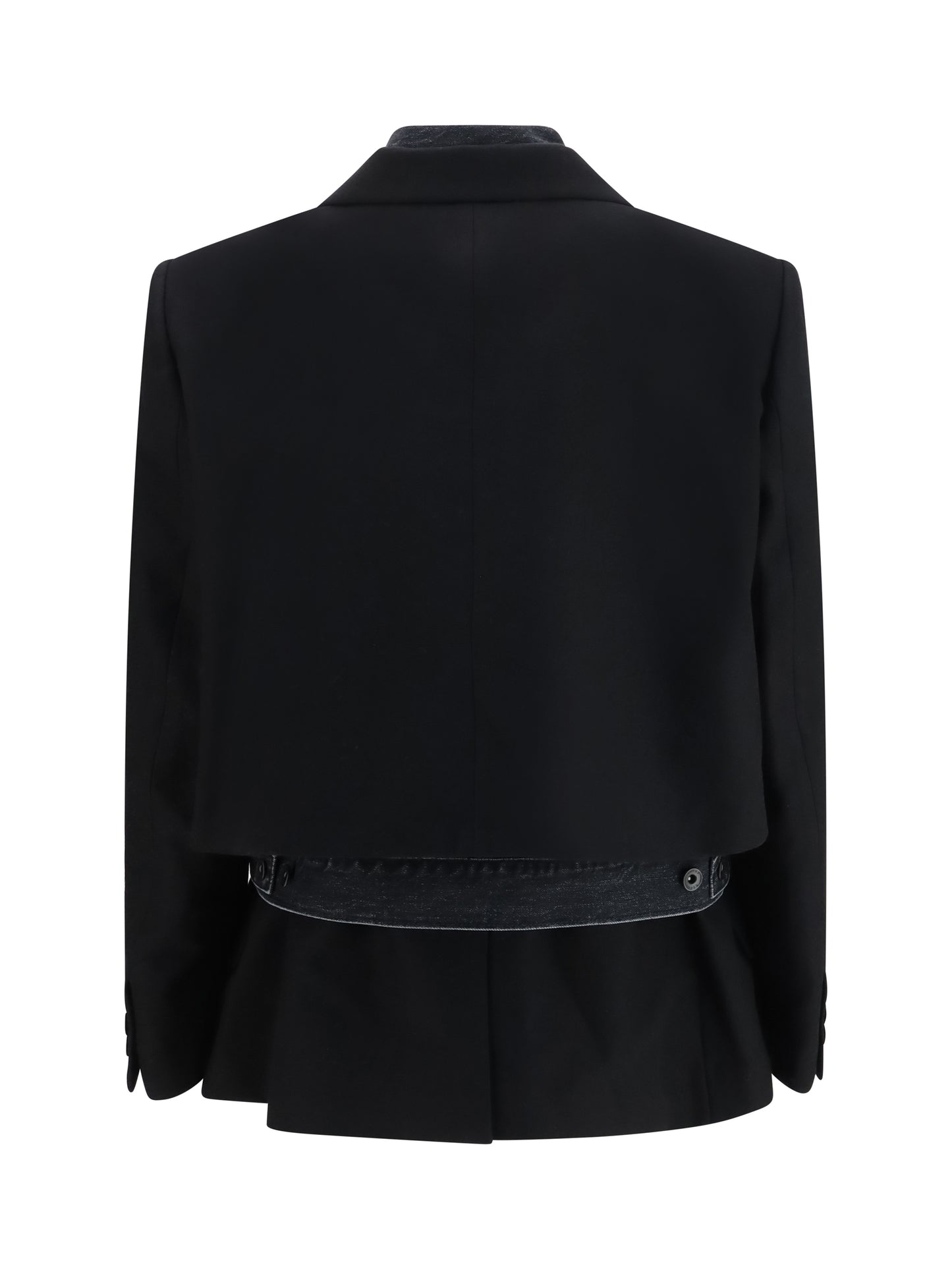 Sacai Women Wool Flannel And Denim Jacket SACAI
