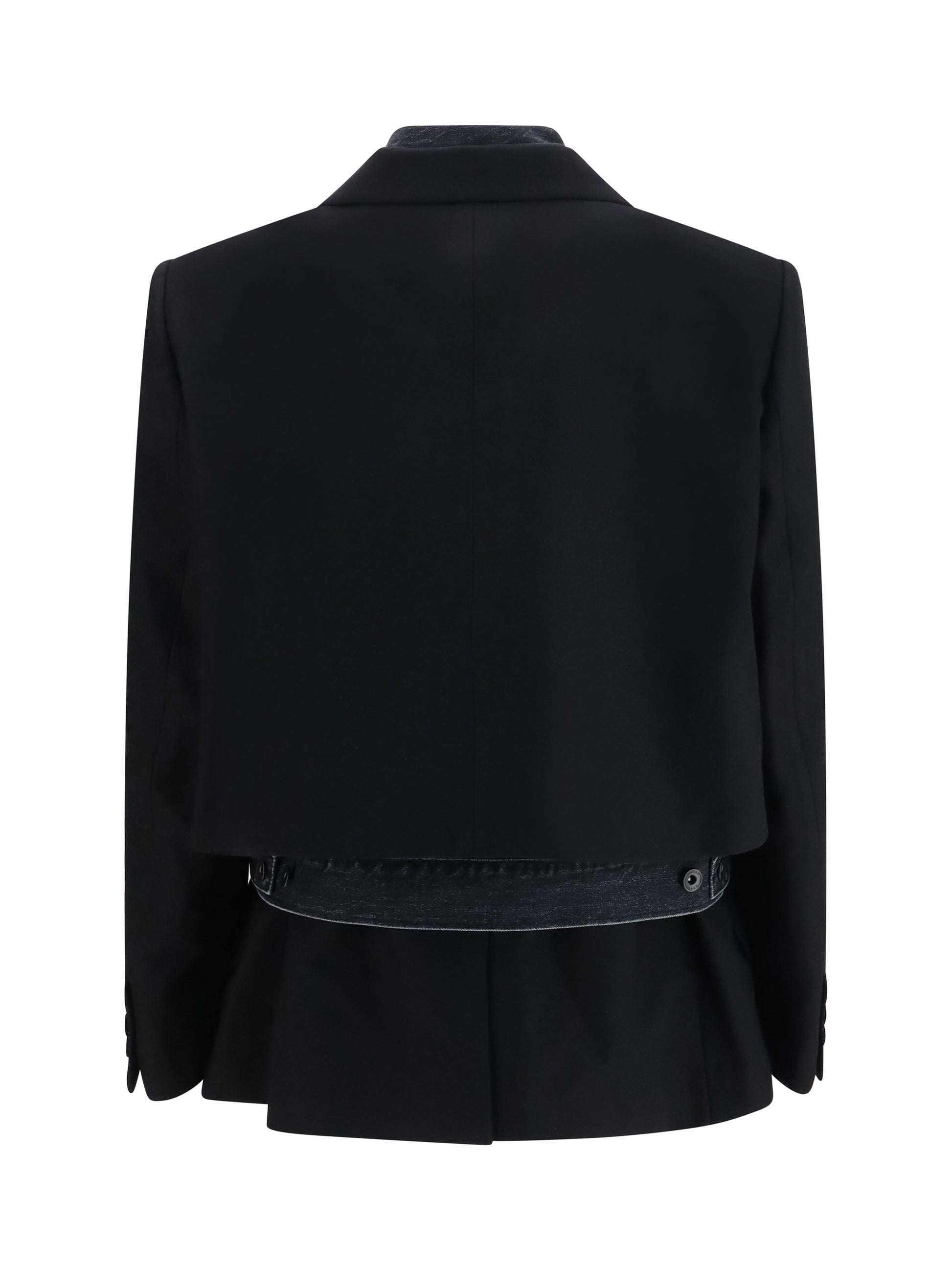 Sacai Women Wool Flannel And Denim Jacket SACAI