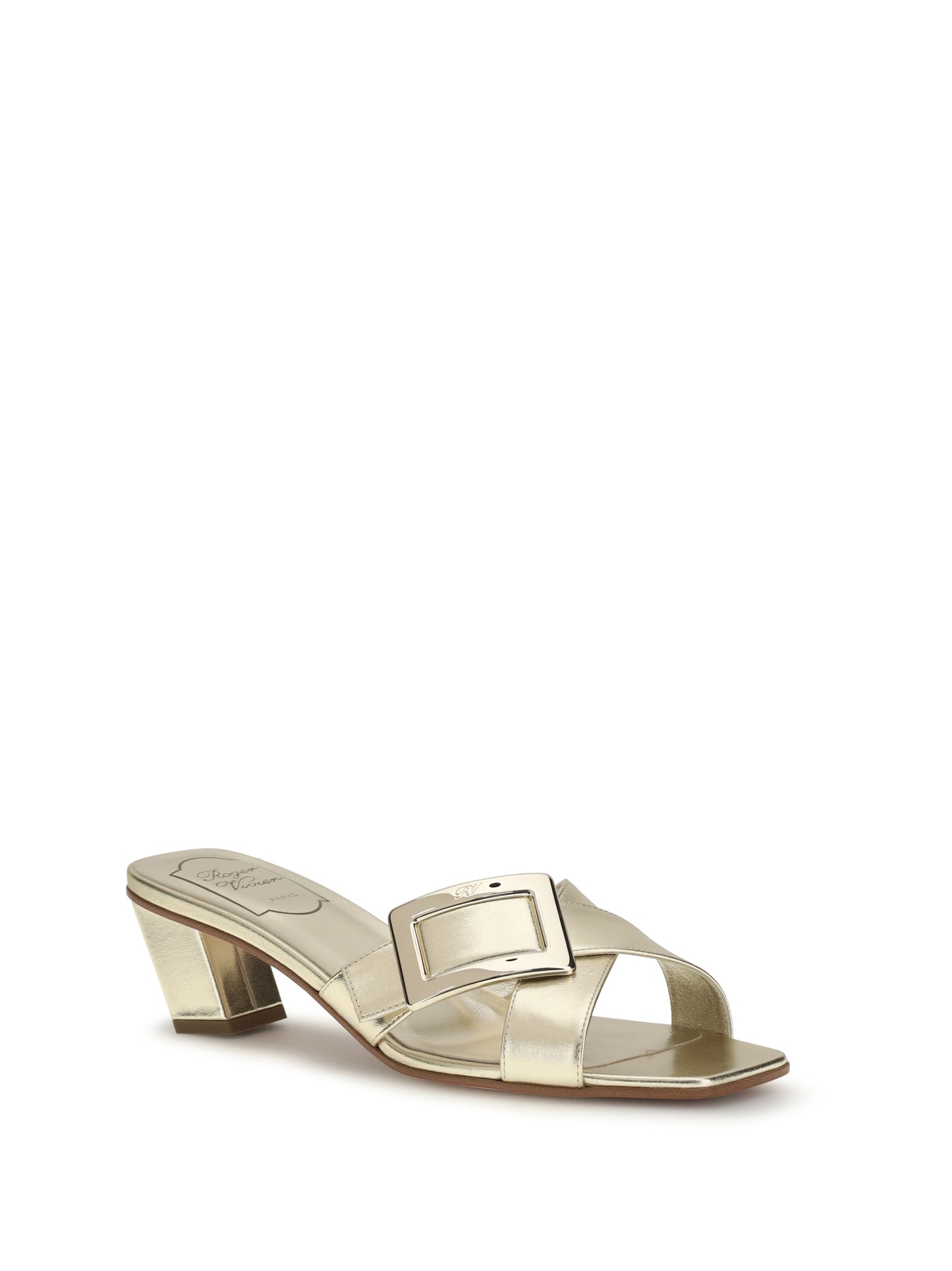 Roger Vivier Women Laminated Leather Mules Sandals ROGER VIVIER