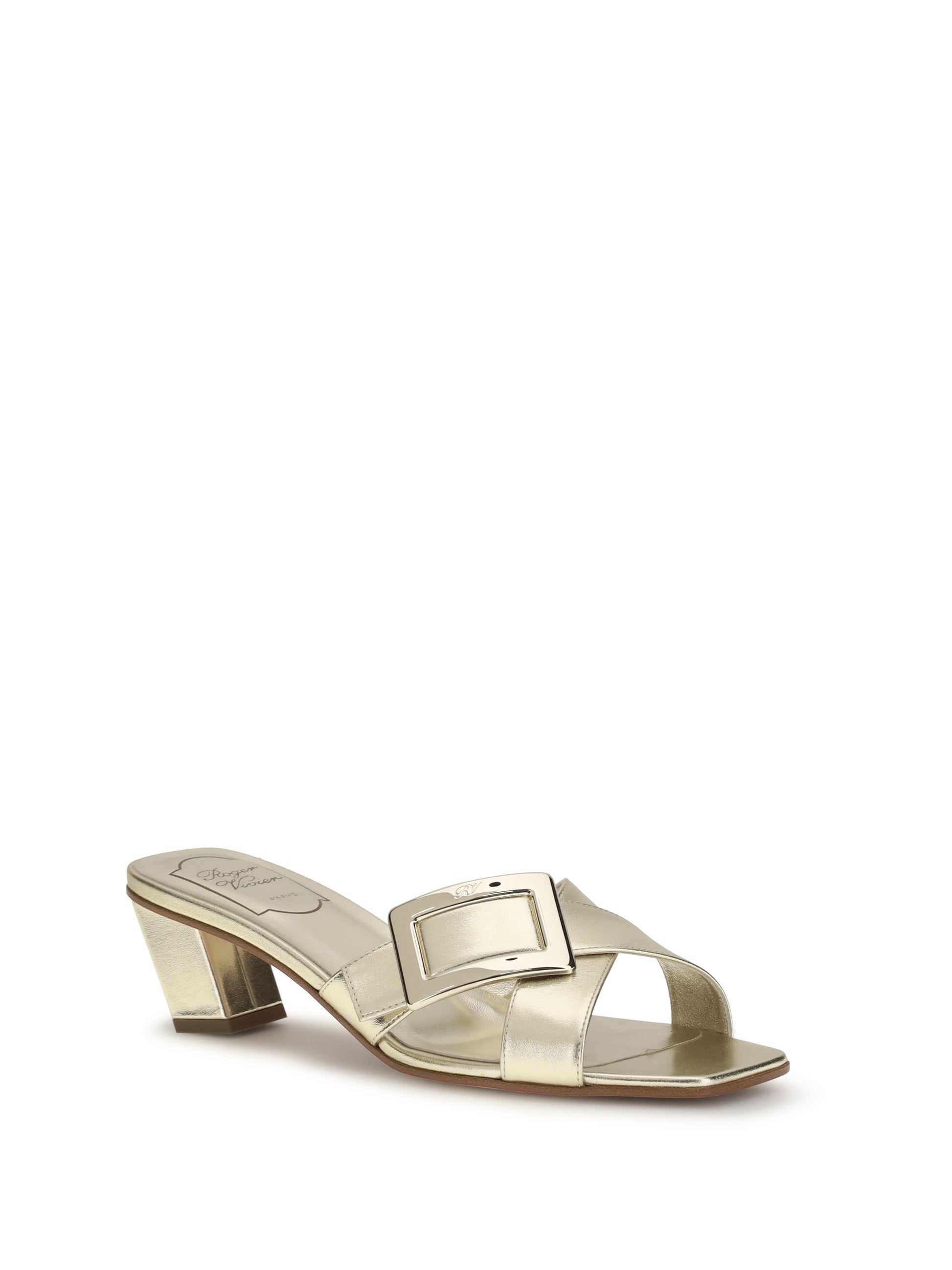 Roger Vivier Women Laminated Leather Mules Sandals ROGER VIVIER