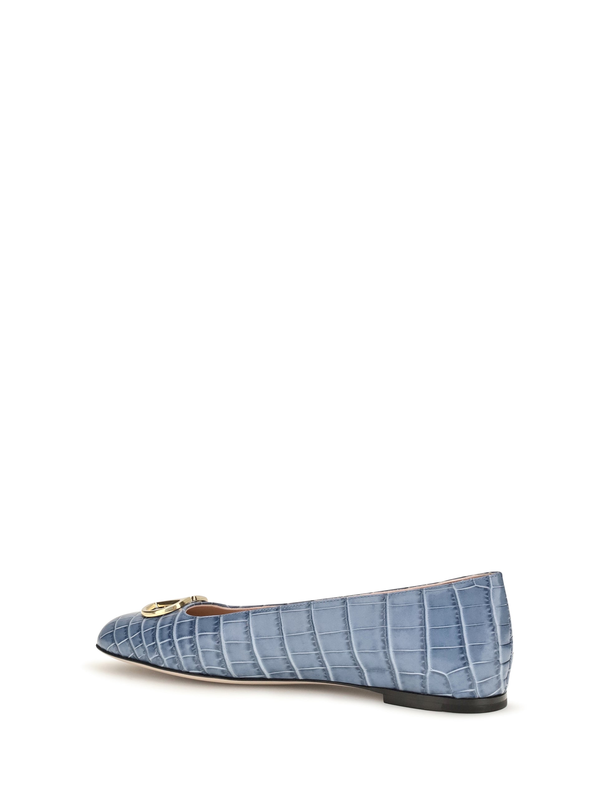 Valentino Garavani Women Vlogo Signature Croc-Effect Ballerinas VALENTINO GARAVANI