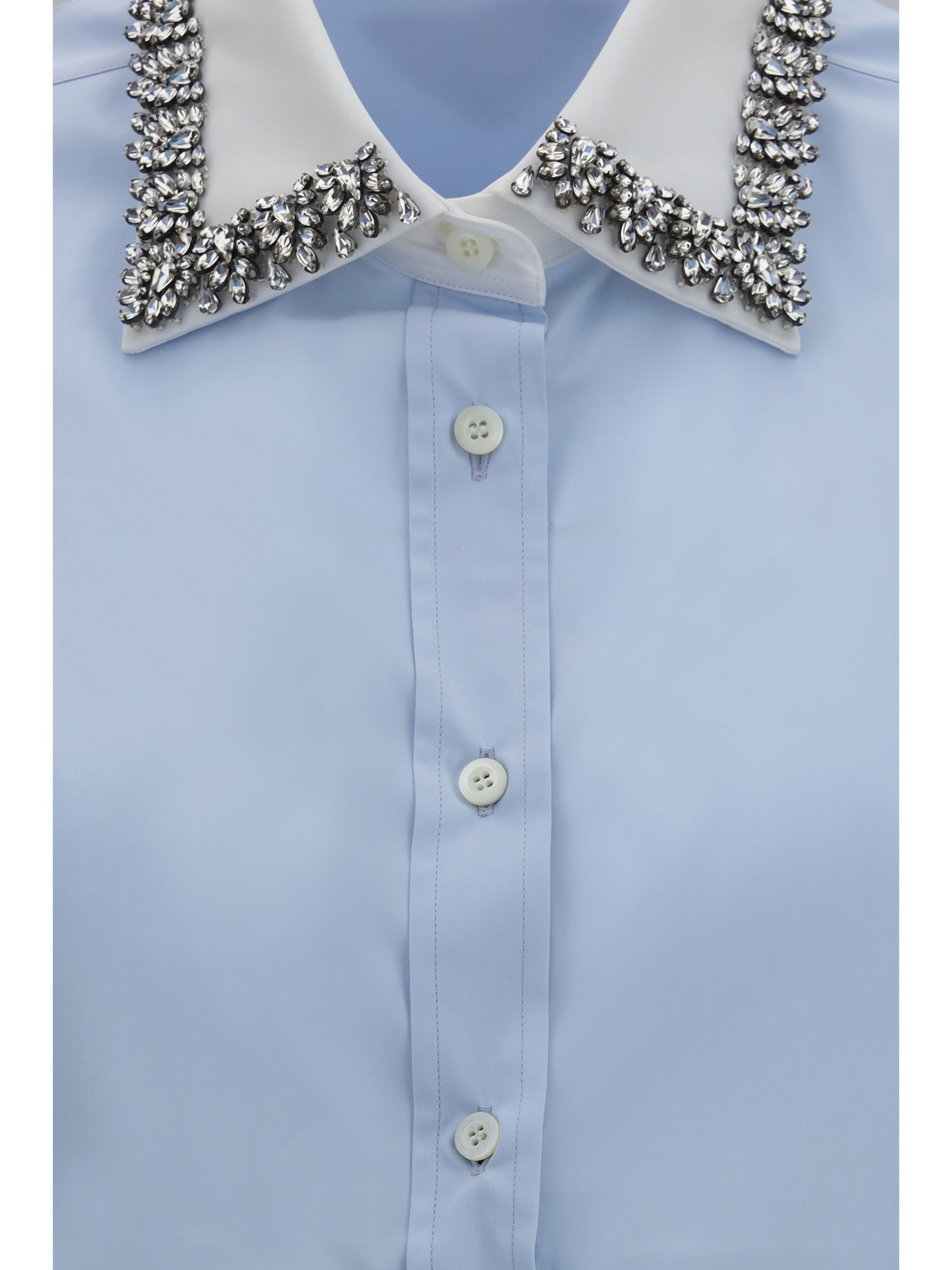 Prada Women Jewel-Embellished Collar Shirt PRADA