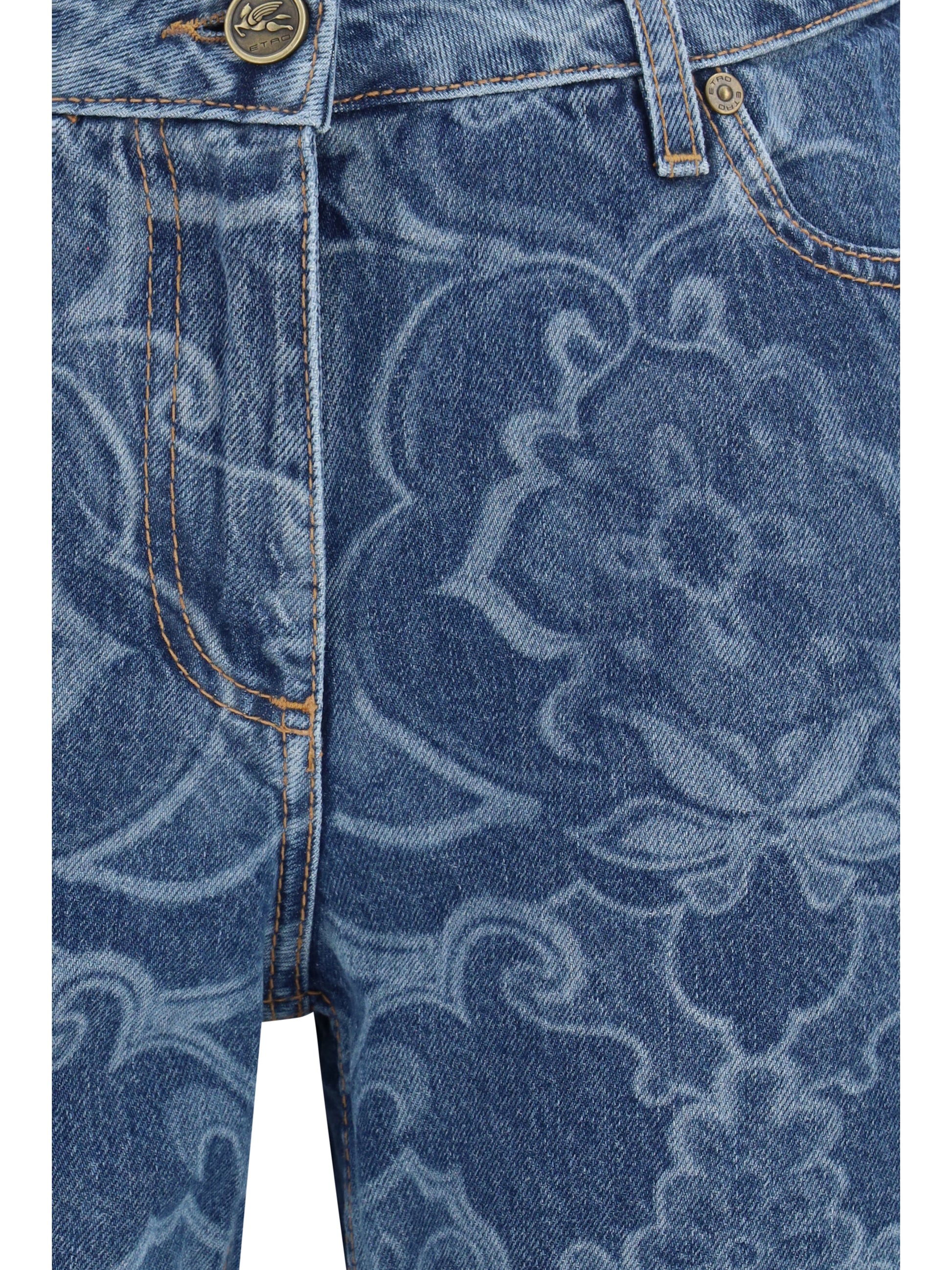 Etro Women Ornamental Jacquard Denim Jeans ETRO