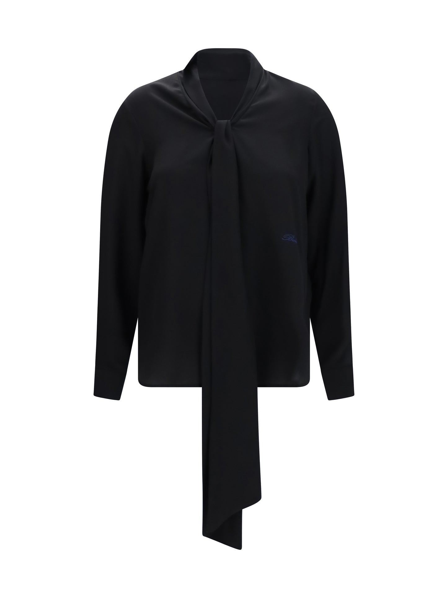 Burberry Women Silk Blouse With Embroidered Logo And Scarf Detail BURBERRY