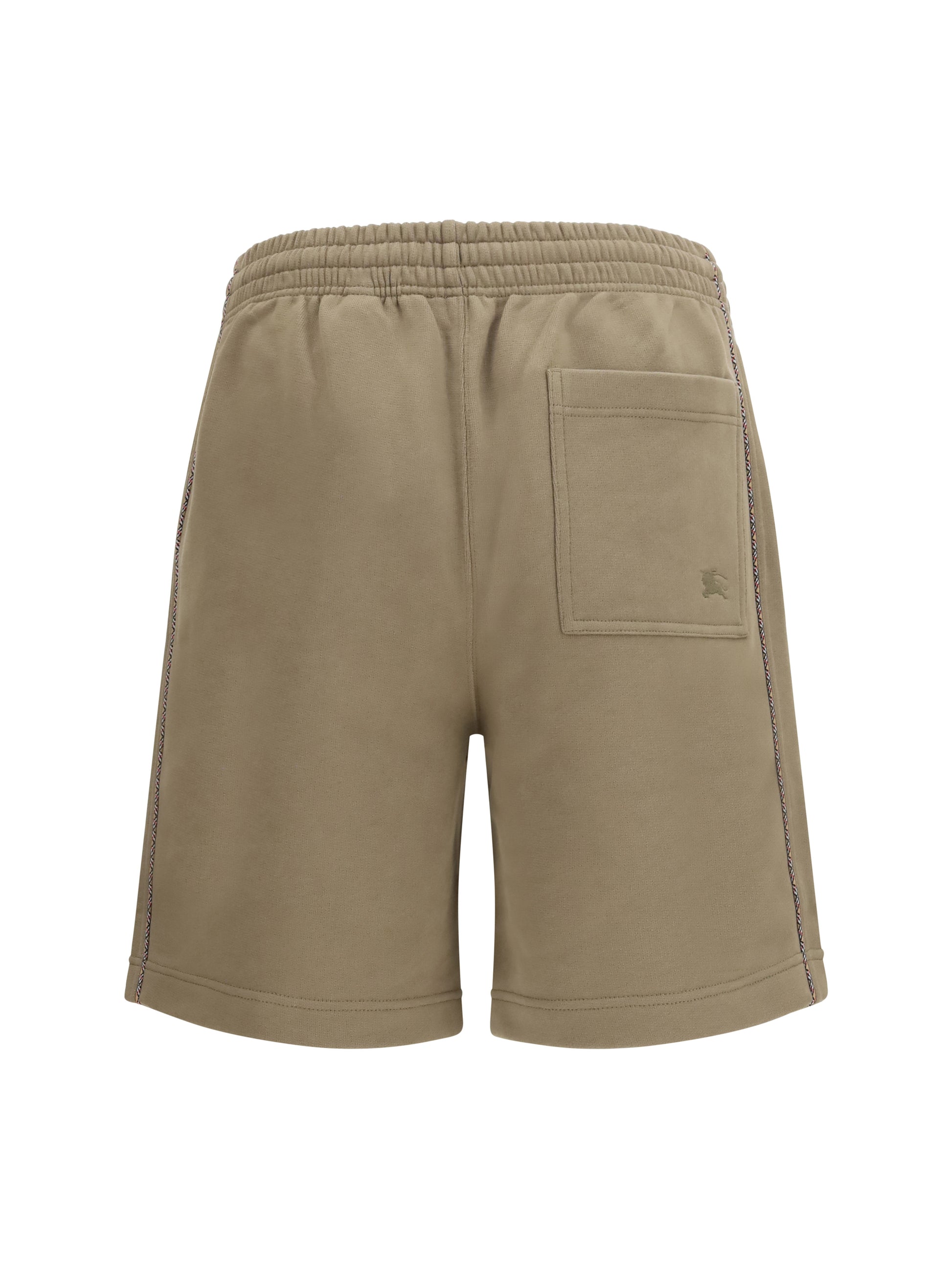 Burberry Men Cotton Shorts With Check Trims BURBERRY