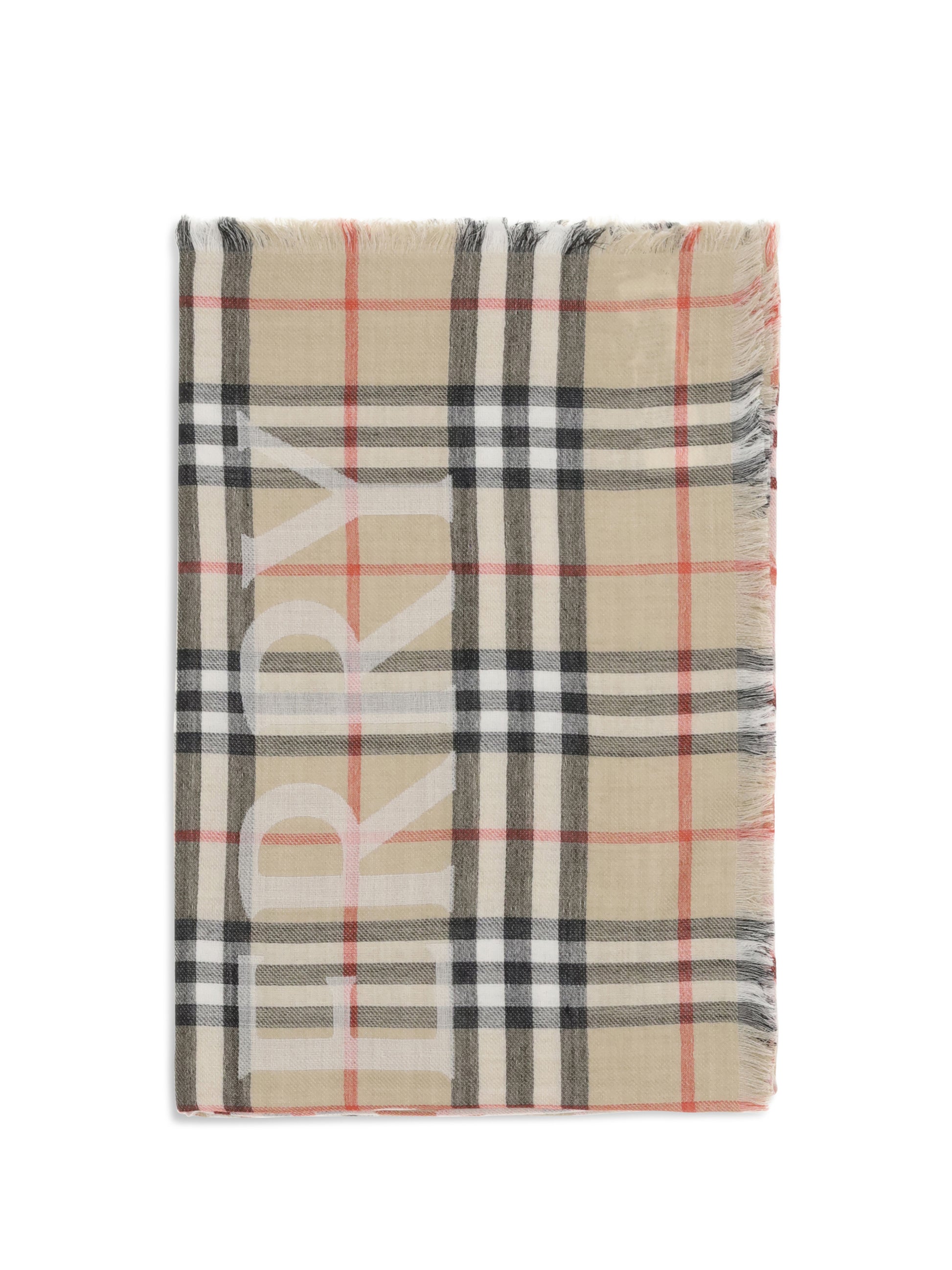 Burberry Men Wide Wool And Silk Check Scarf With Ekd BURBERRY