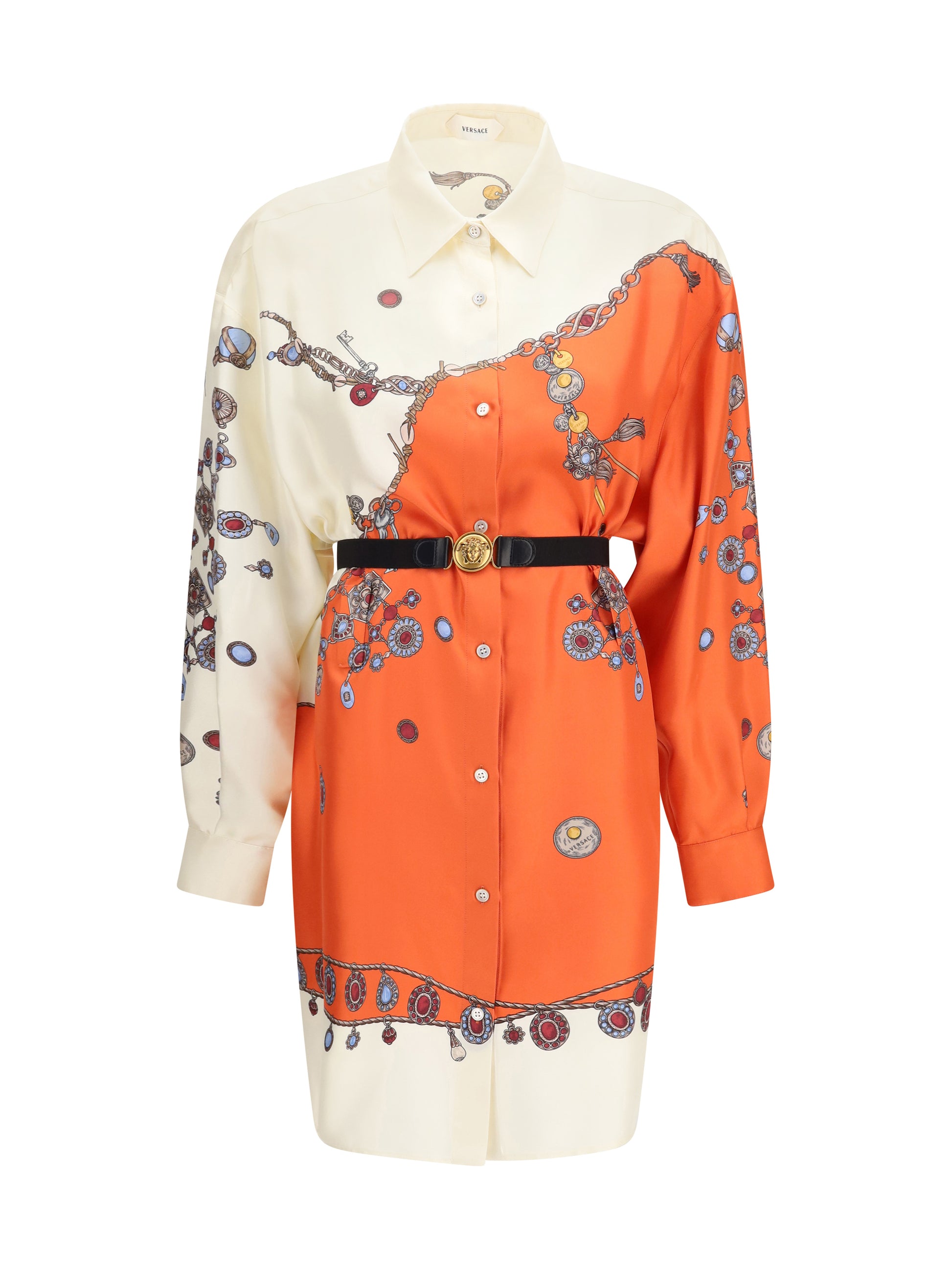 Versace Women Printed Silk Shirt Mini Dress VERSACE