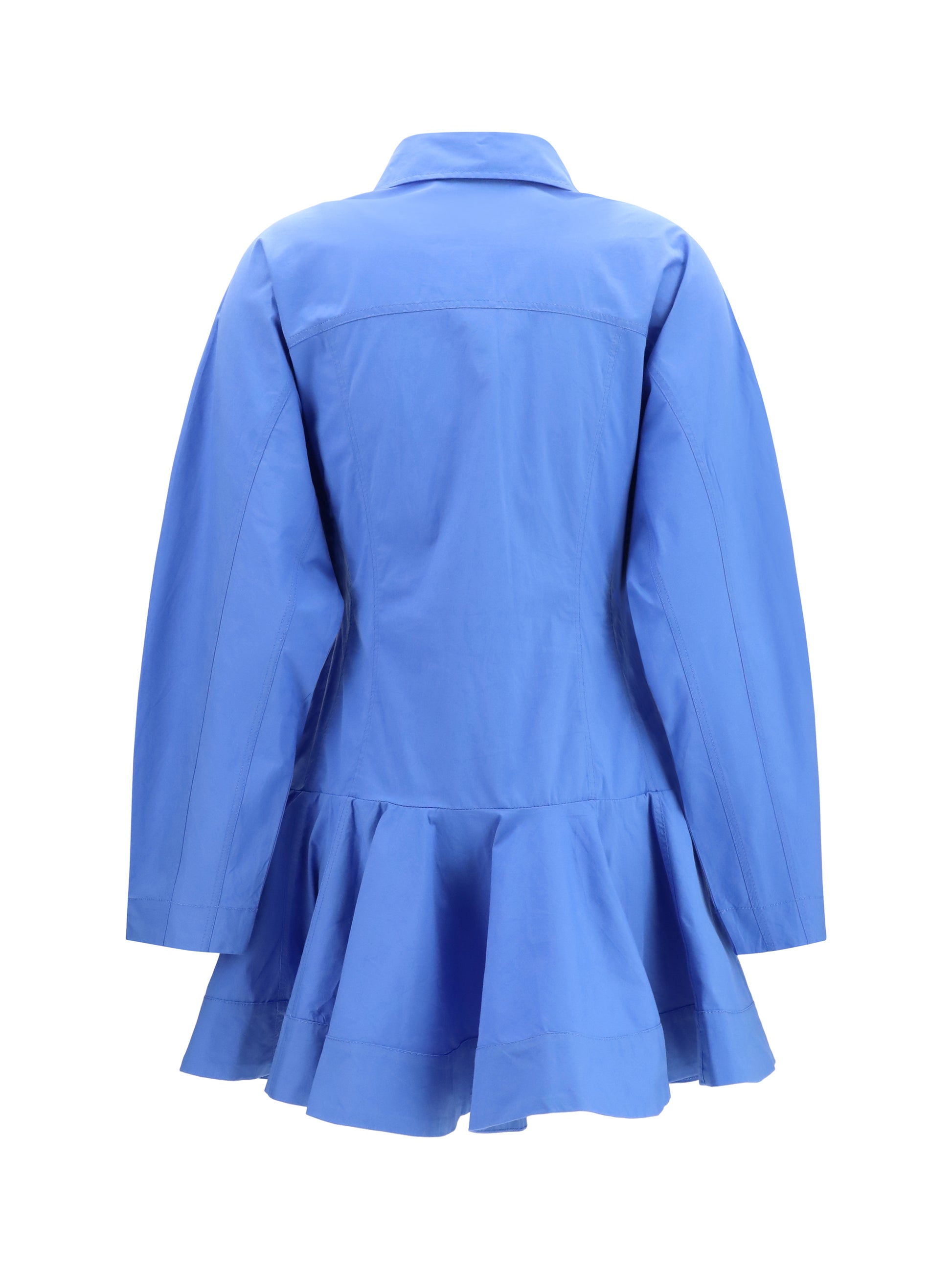 Ganni Women Cotton Shirt Dress With Balloon Skirt GANNI