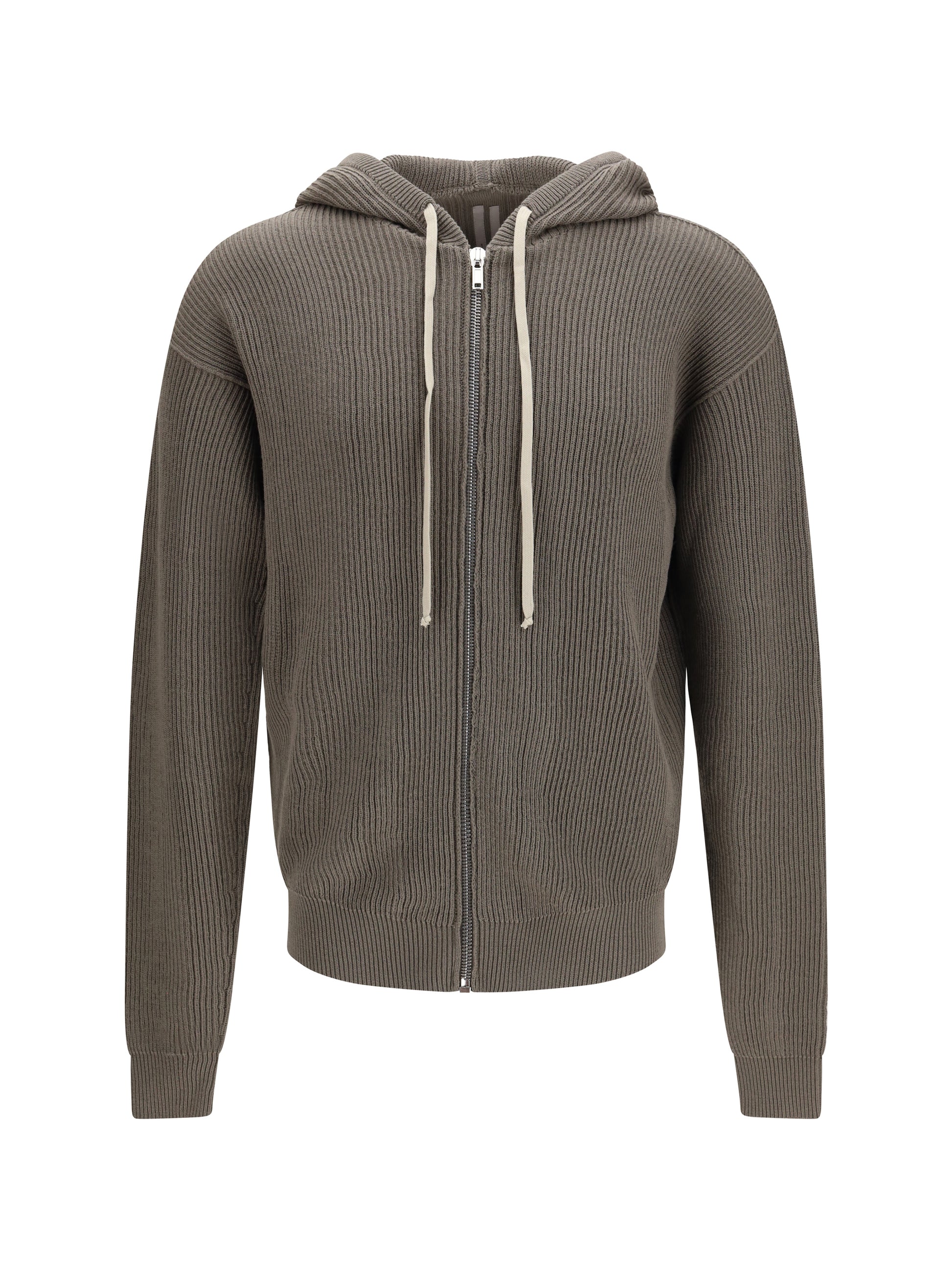 Rick Owens Men Ribbed Virgin Wool Knit Hoodie RICK OWENS